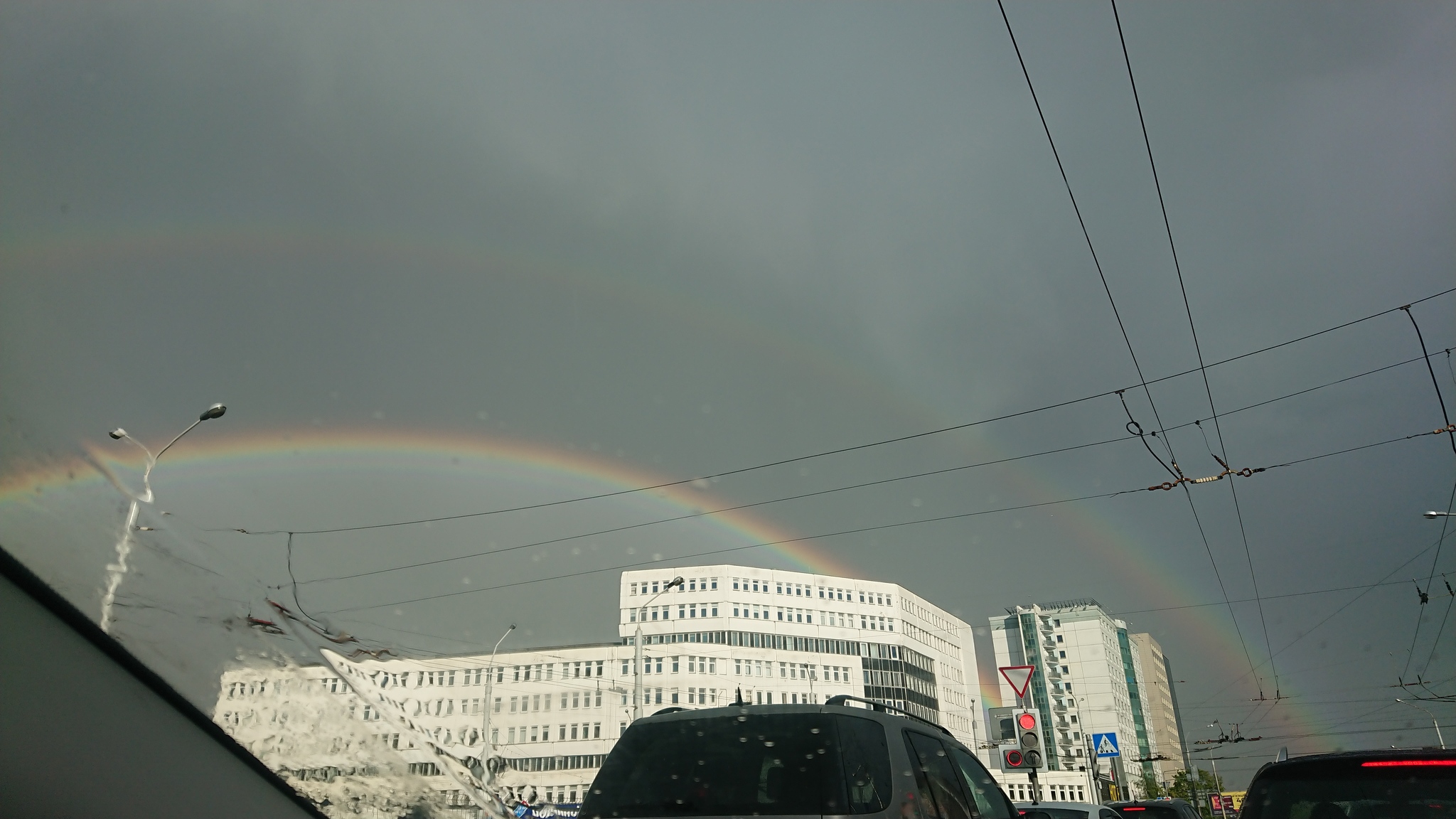 Double rainbow over Minsk - My, Minsk, Rainbow, Double Rainbow, Republic of Belarus, Photo on sneaker, Longpost