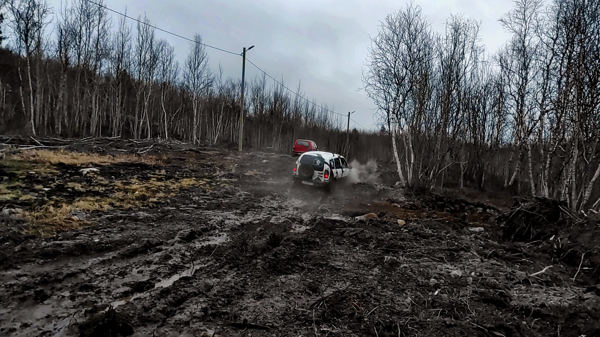 Night reconnaissance of the direction to the lake Deaf! - My, Niva, 4x4, Chevrolet niva, 2021, Pokatushki, Murmansk region, Kola Peninsula, Offroad, , Windlass, Cable, Power lines, Evacuation, Video, Longpost