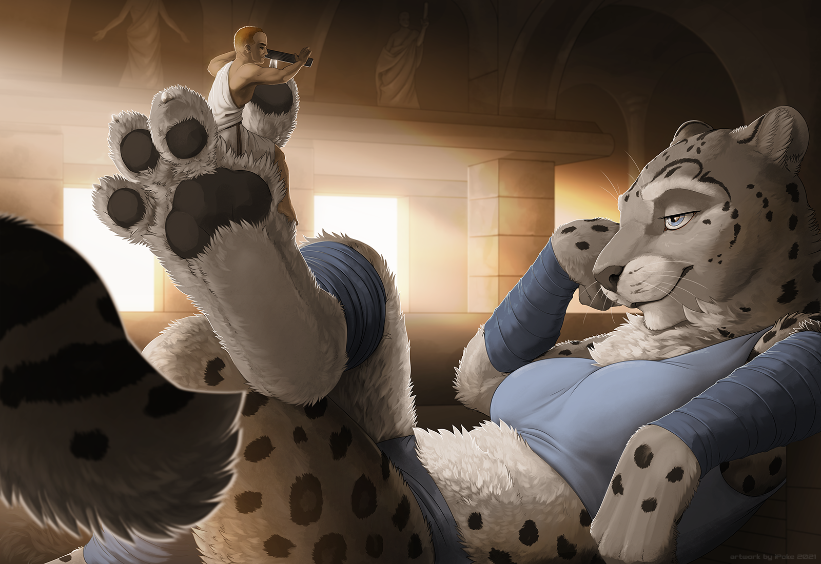 Pedicure - Furry, Furry art, Furry feline, Furry snow leopard, Person, Pedicure, Ipoke