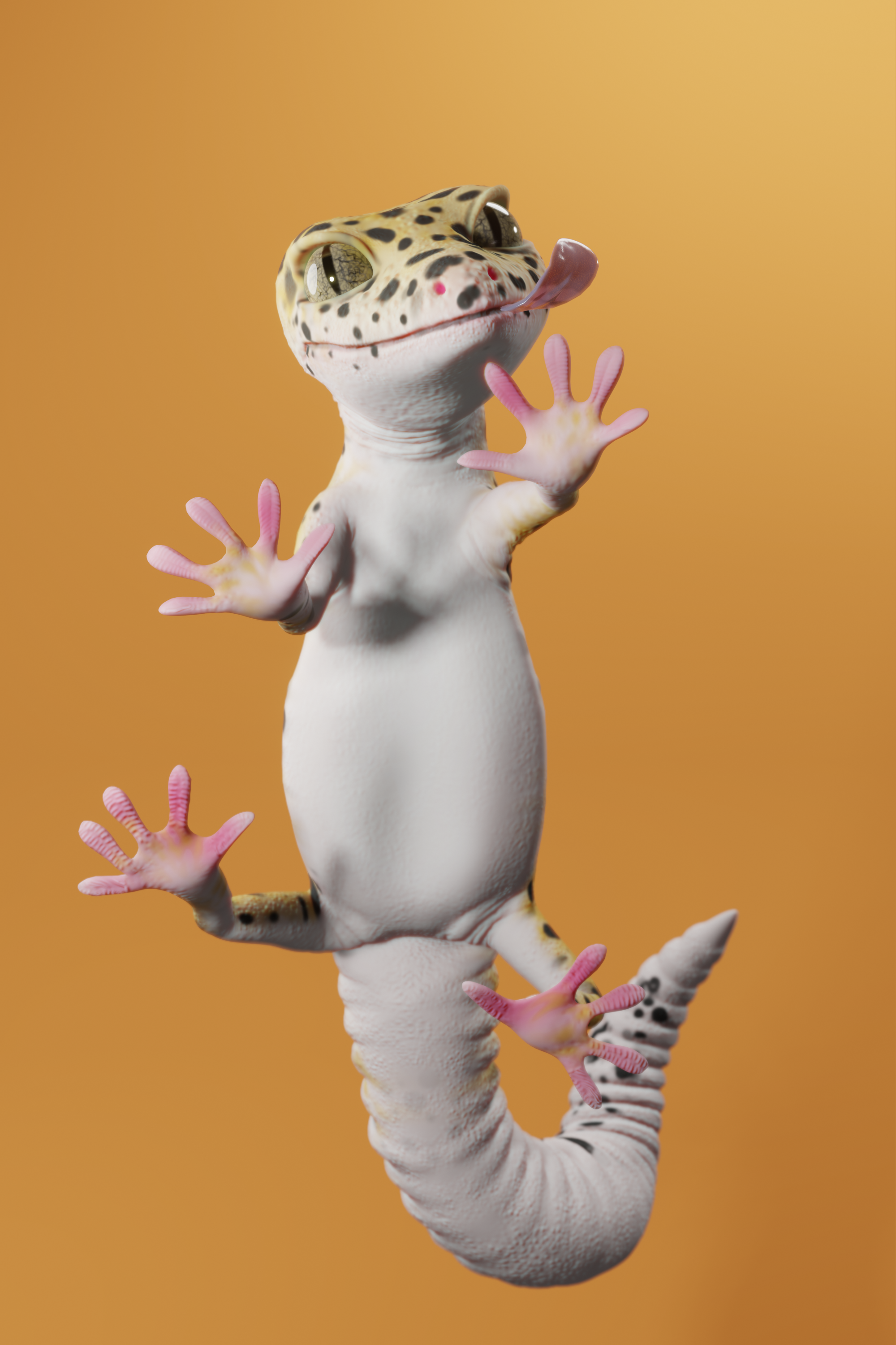 Gecko in a hurry - My, Blender, Zbrush, Gecko, Longpost, 3D modeling, Eublefar