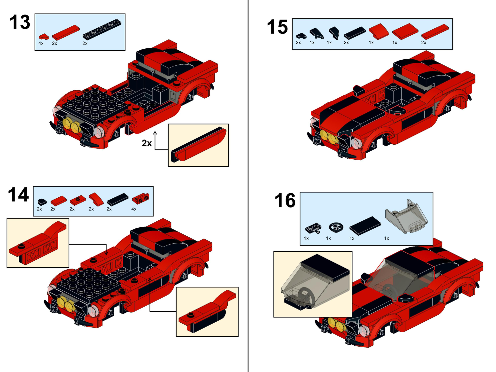 LEGO City Ford Mustang (instruction) - My, Lego, Constructor, Homemade, Longpost, Moc