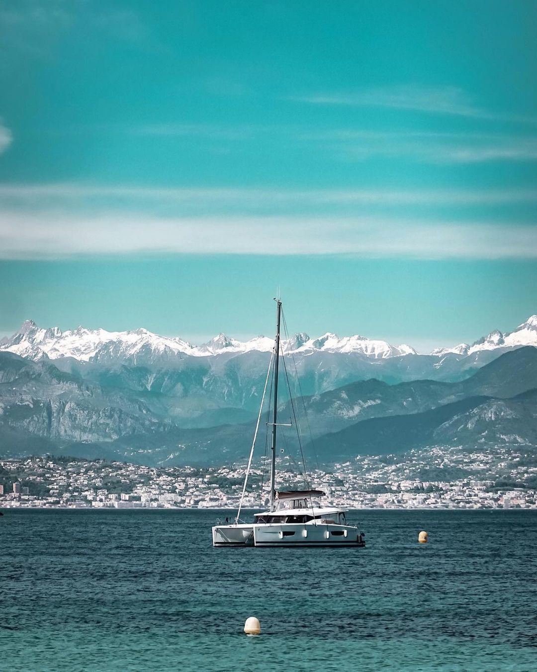 50 shades of blue. Antibes, France / Antibes, France - France, Cote d'Azur, Blue, Blue, Azure, Sea, Yacht, The photo