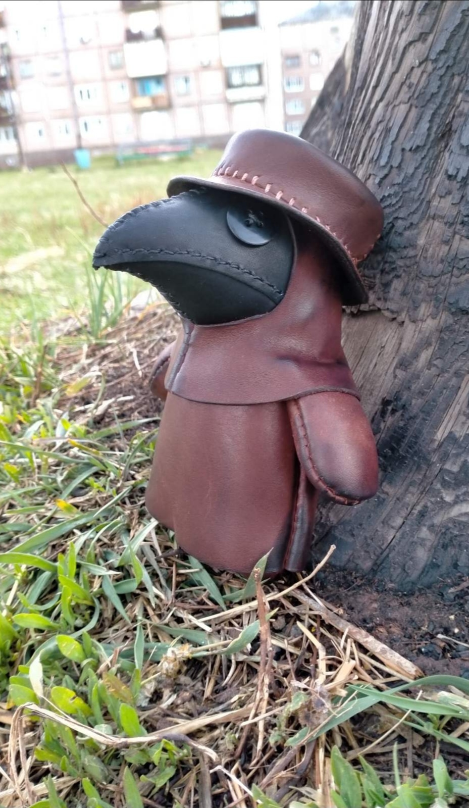 Leather doll Plague doctor - My, Doll, Leather products, Natural leather, Plague Doctor, Crow, Needlework without process, Longpost