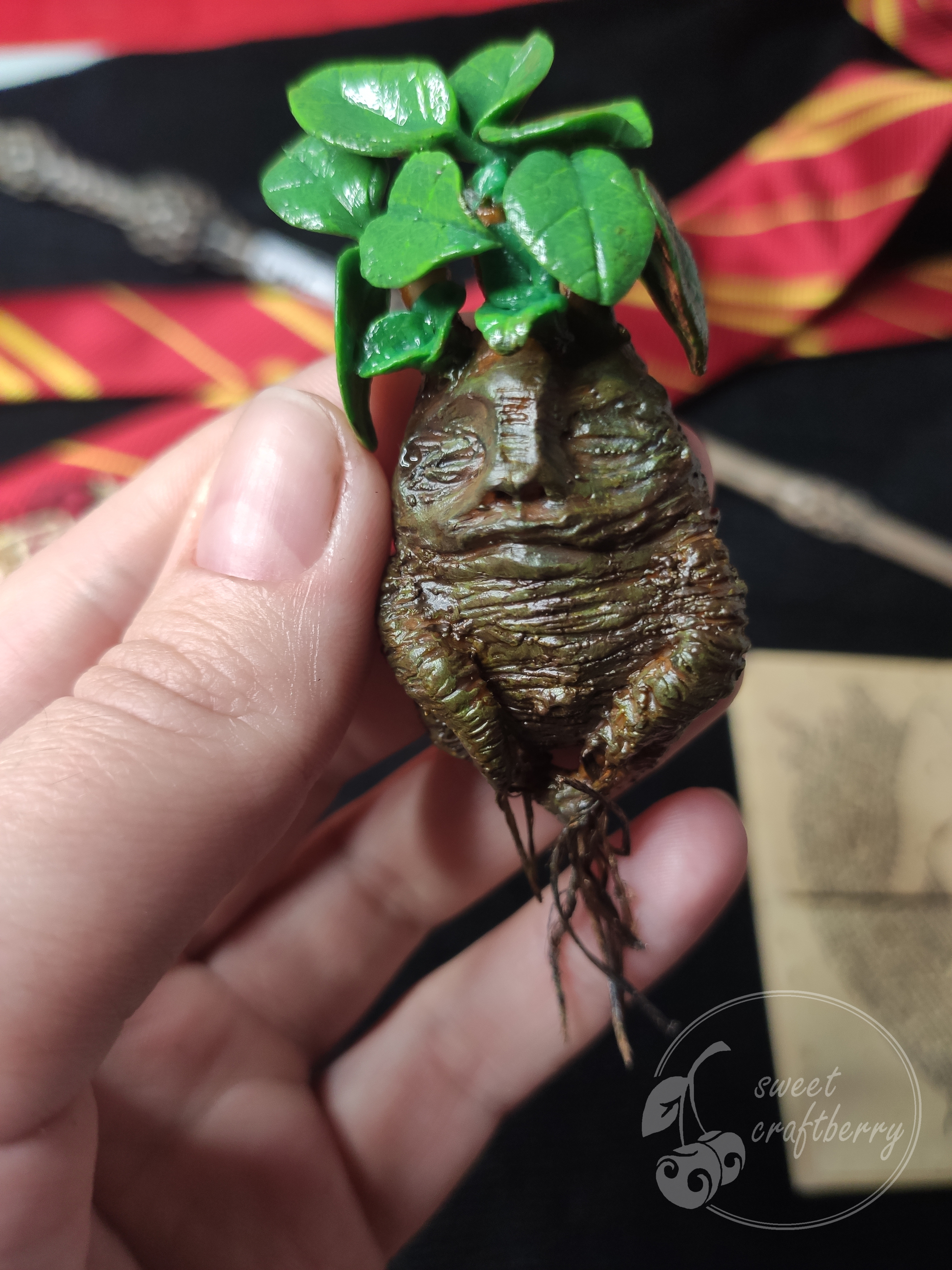 Mandrake on your collar - My, Polymer clay, Harry Potter, Mandrake, Brooch, Needlework, Needlework without process, Video, Longpost