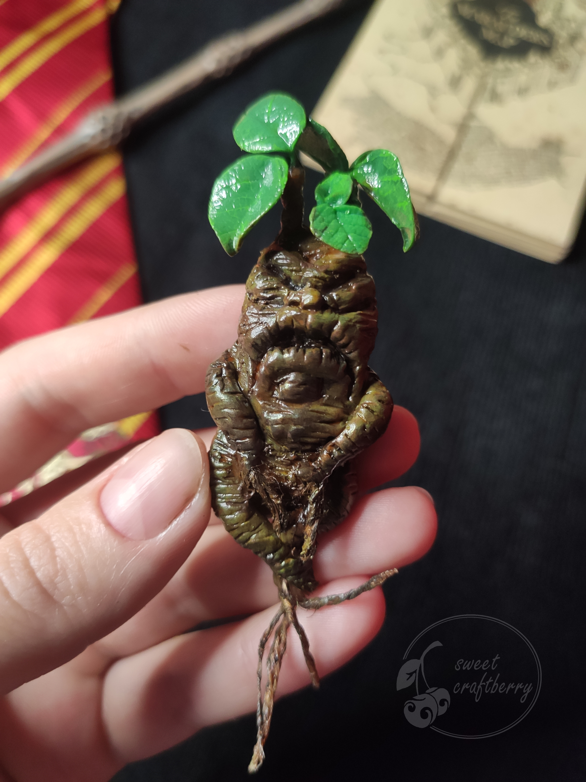 Mandrake on your collar - My, Polymer clay, Harry Potter, Mandrake, Brooch, Needlework, Needlework without process, Video, Longpost