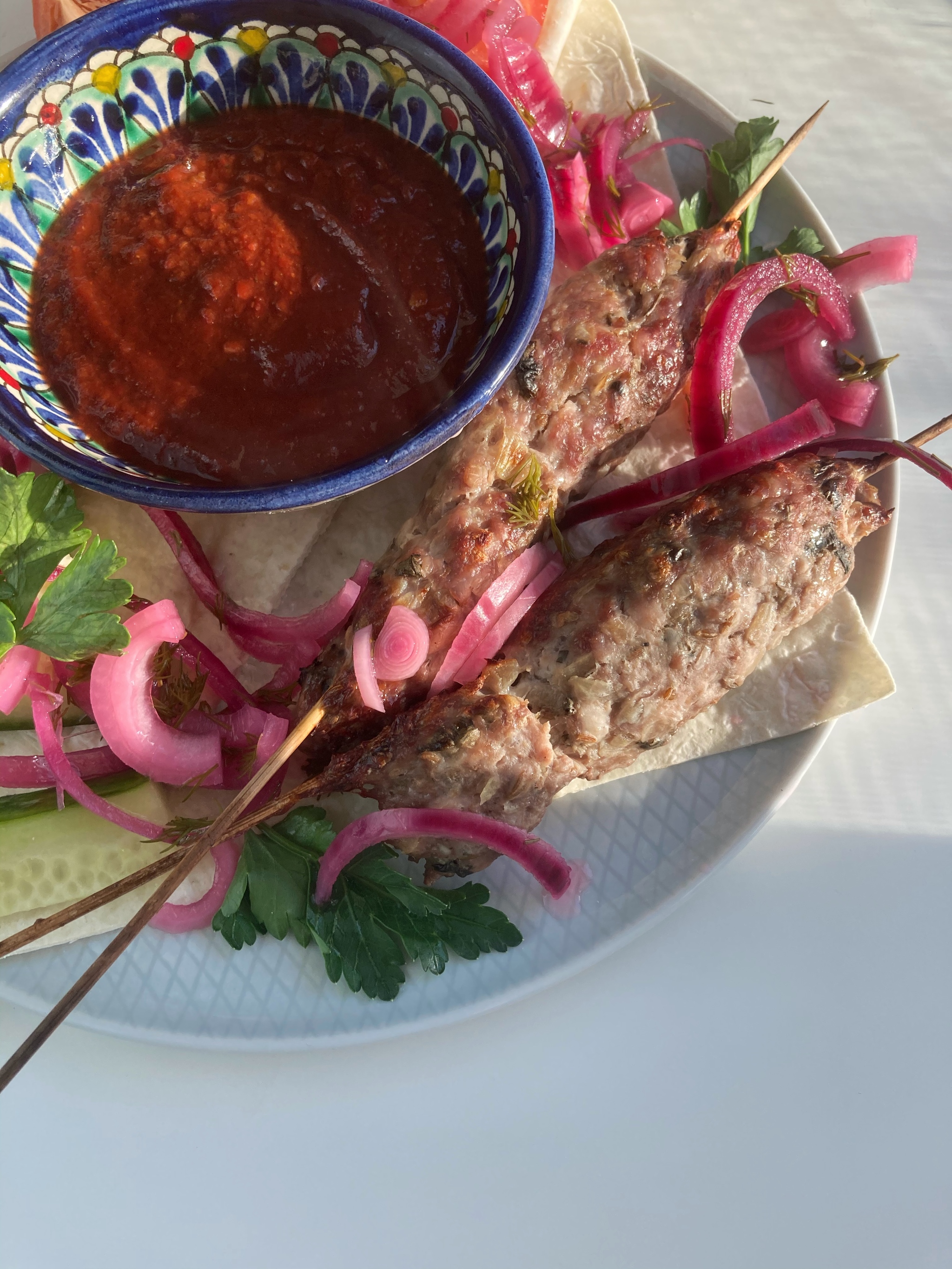 Люля-кебаб со сливовым соусом, пошаговый рецепт с фото