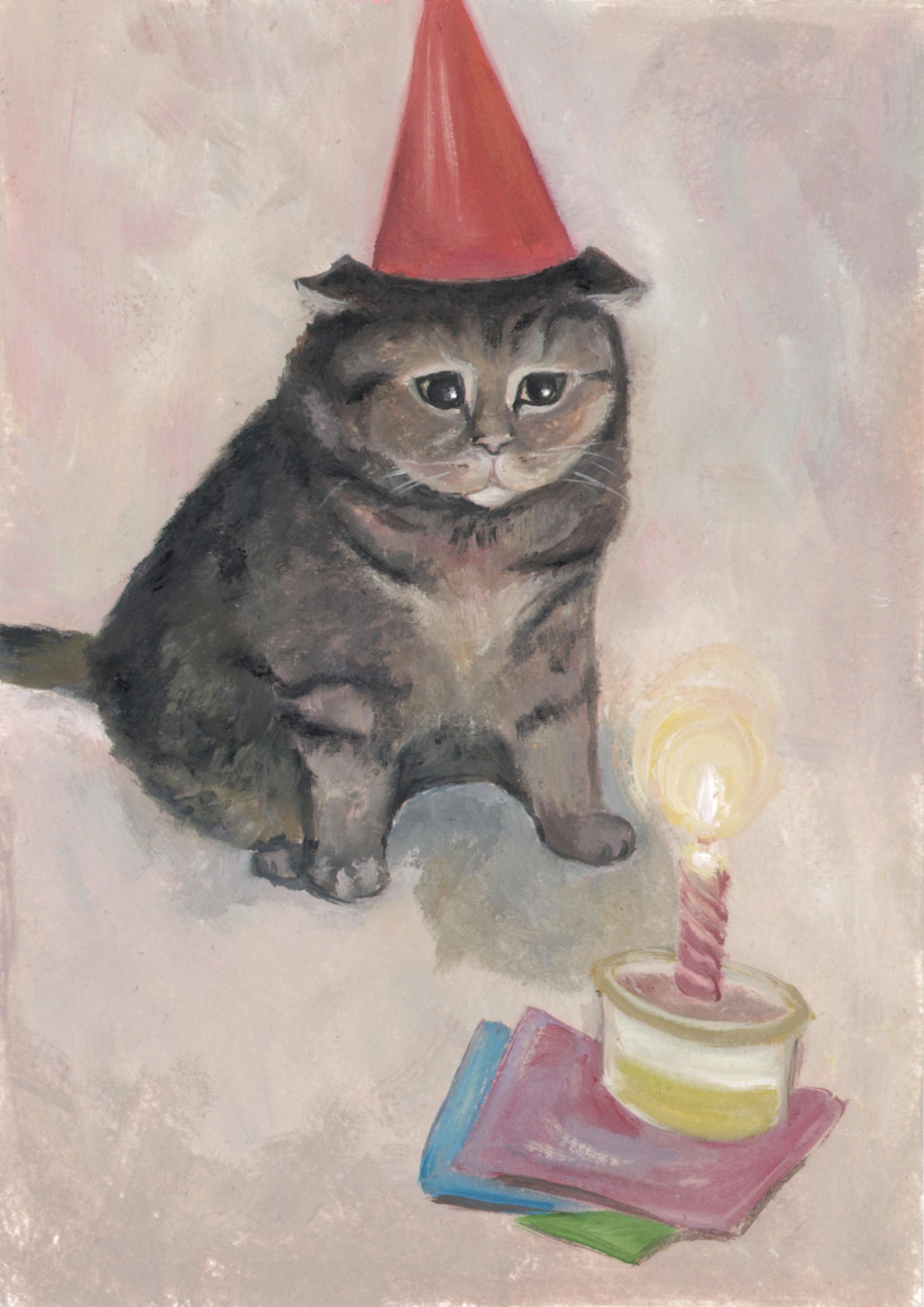 The Best Day - My, Birthday, cat, Drawing, Oil painting, Art, Longpost