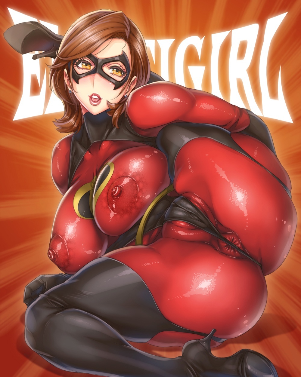 Helen Parr - NSFW, Helen Parr, Art, Hand-drawn erotica, Elastica, The Incredibles, Breast, Booty, Labia, , Penis, Sperm, Longpost