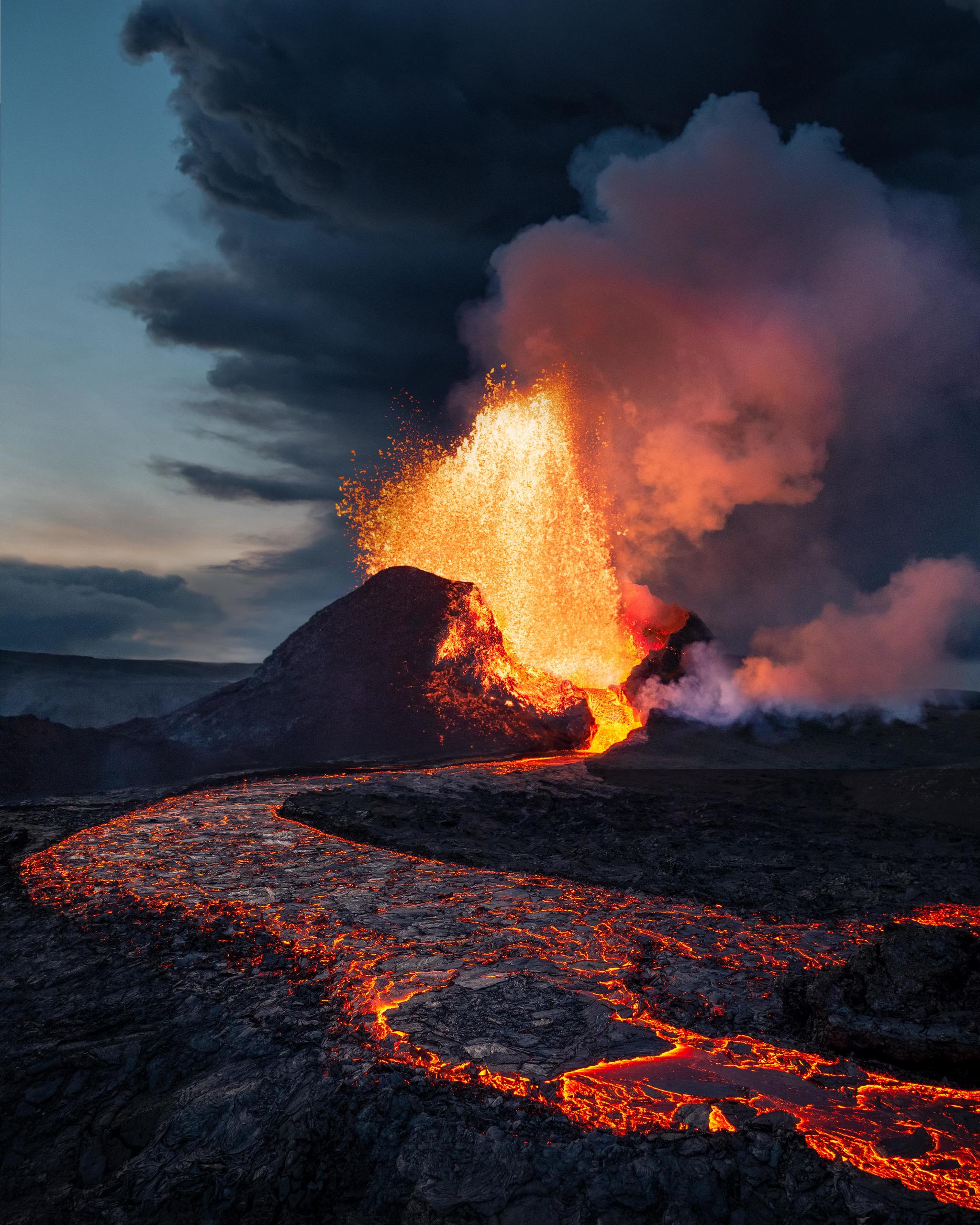 Eruption of Fagradalsfjad - Volcano, Eruption, Phone wallpaper, Fagradalsfjall volcano, The photo