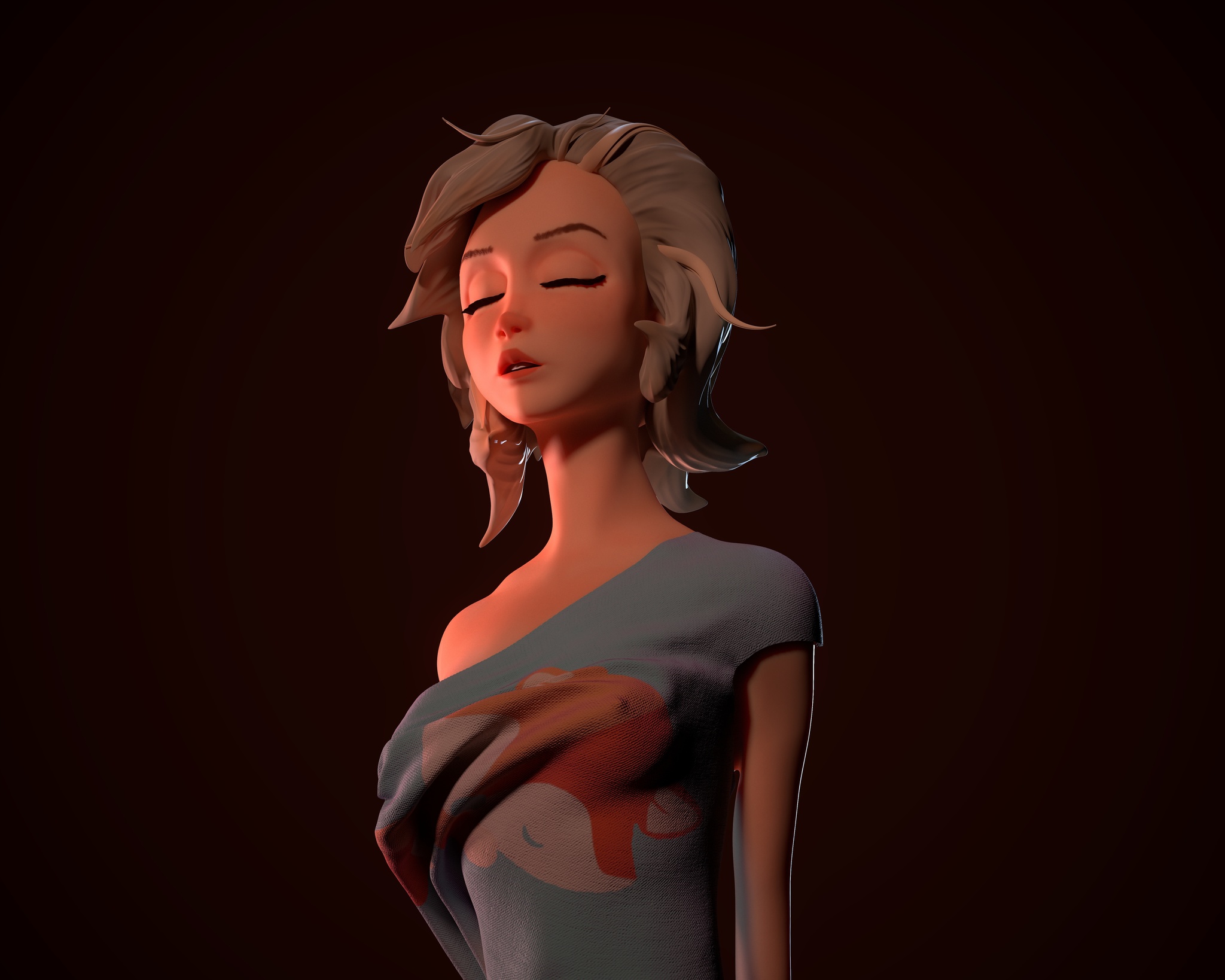 Blonde 3d - Моё, 3D, 3D моделирование, Стилизация, Девушки, Zbrush, Блондинка, Длиннопост