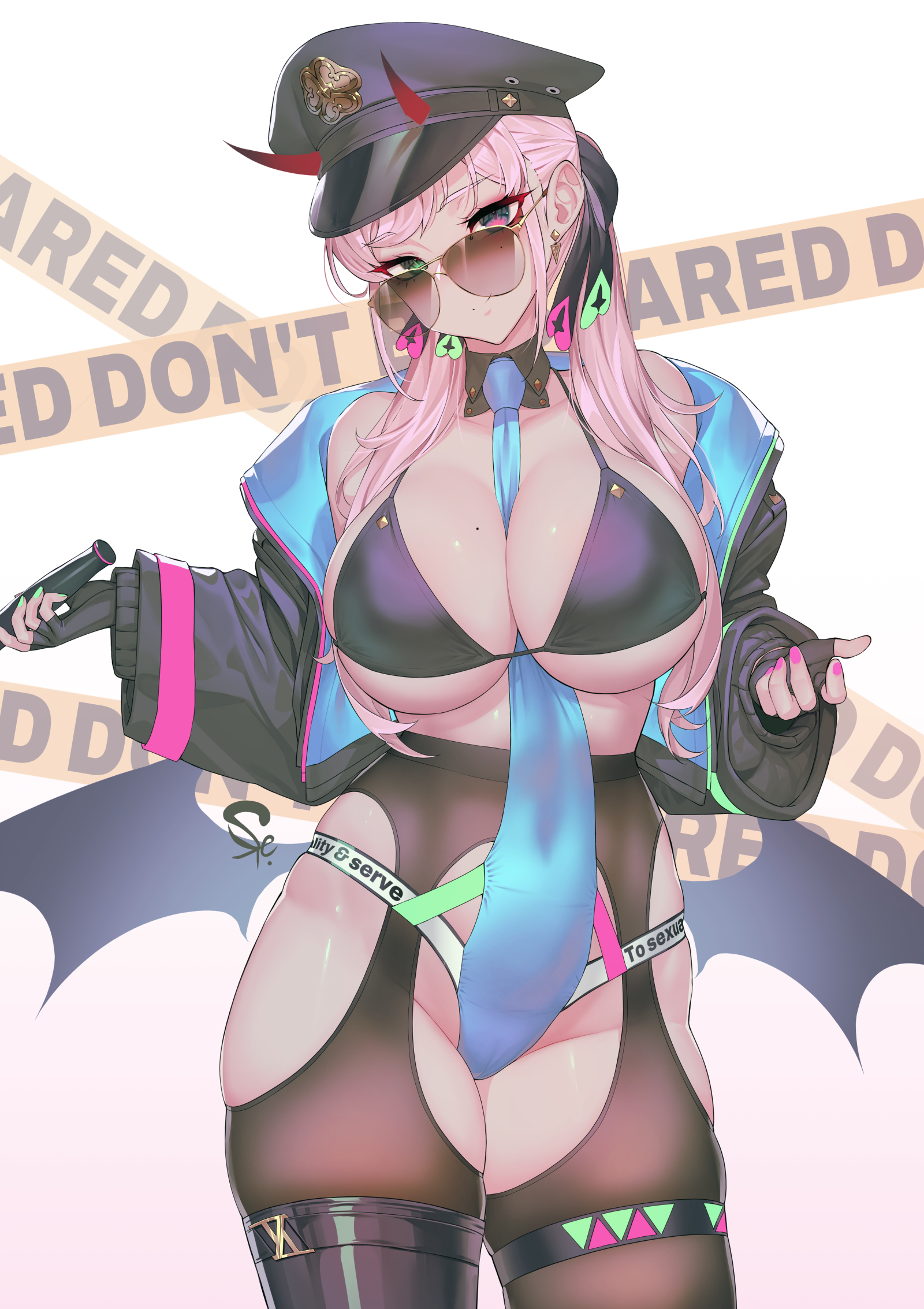 Succubus - NSFW, Anime, Anime art, Anime original, Art, Girls, Succubus, Booty, Boobs, , Hand-drawn erotica, Girl with Horns, Glasses, Cap, Longpost