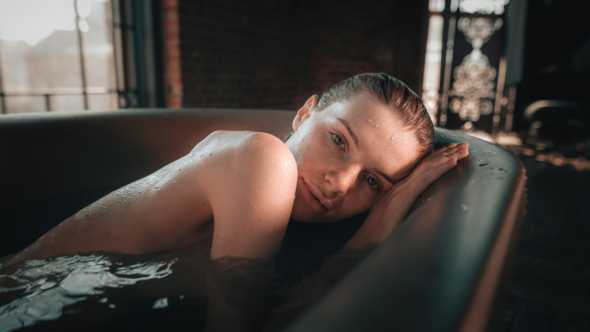 Copper - NSFW, My, Professional shooting, Models, Nudity, Girls, Bath, Water, Erotic, Breast, , Photographer, Longpost