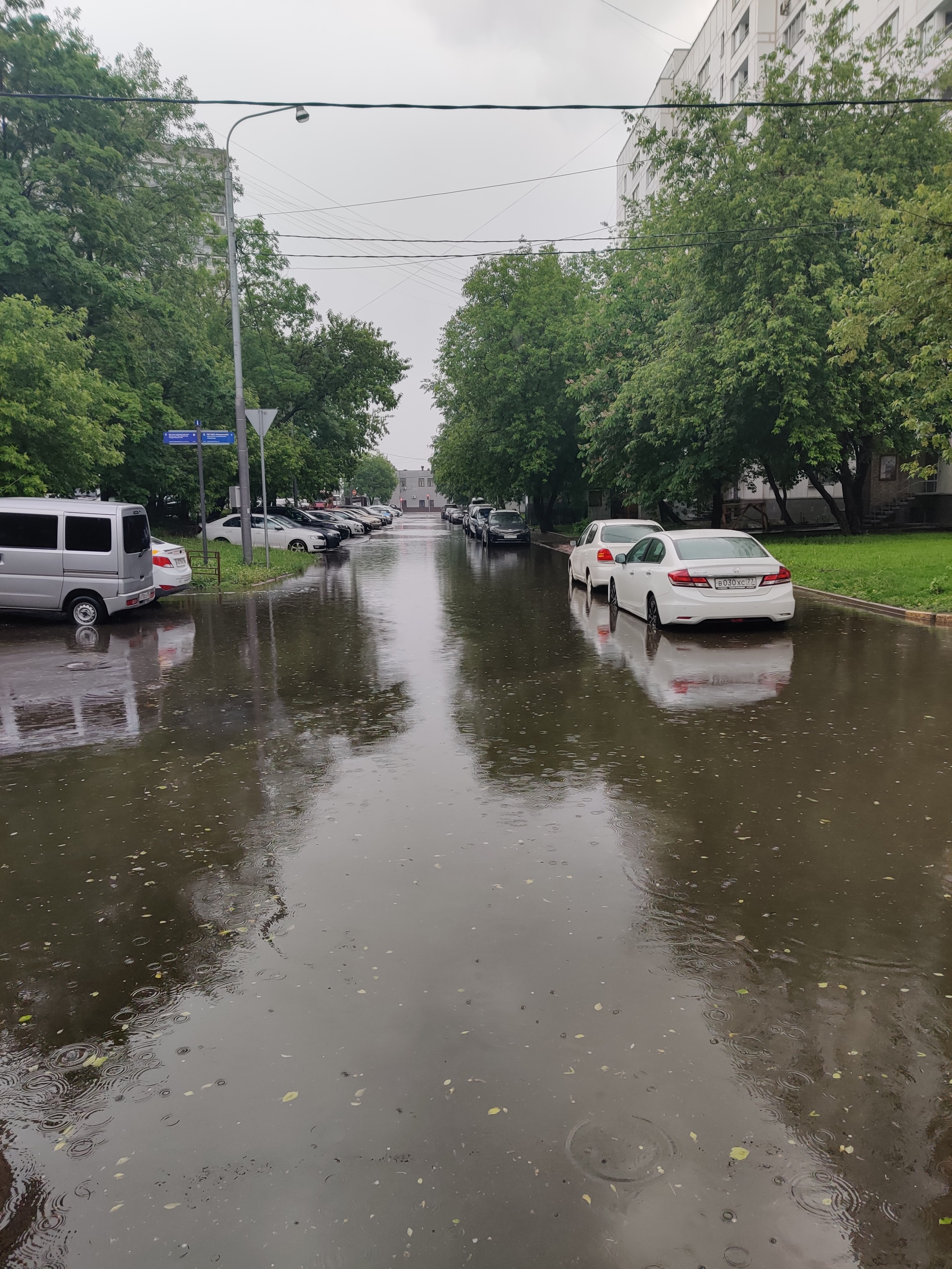 After the rain on Saturday - My, Rain, Funnel, Video, Longpost, Parking, Moscow