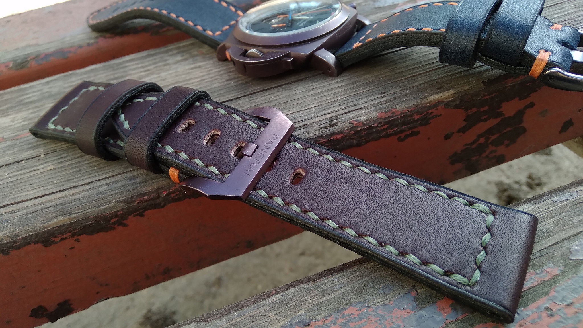 Straps for Panerai watches. - My, Needlework with process, Leather products, Strap, Wrist Watch, Natural leather, Mechanical watches, Handmade, Male style, , Belt, Panerai, With your own hands, Longpost