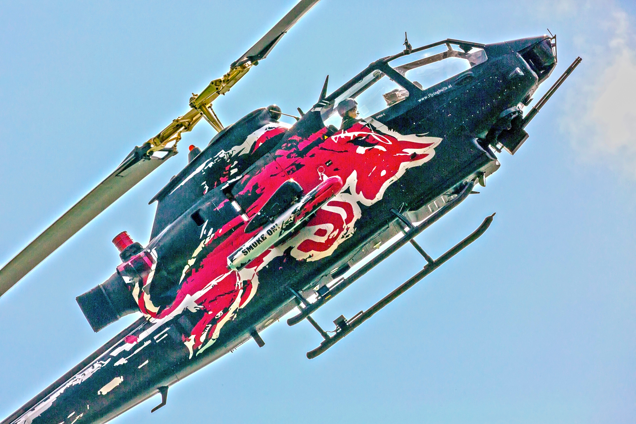 Red bull cobra - Helicopter, Ah-1, Cobra, Red bull, The photo, Aerobatics, Video, Longpost