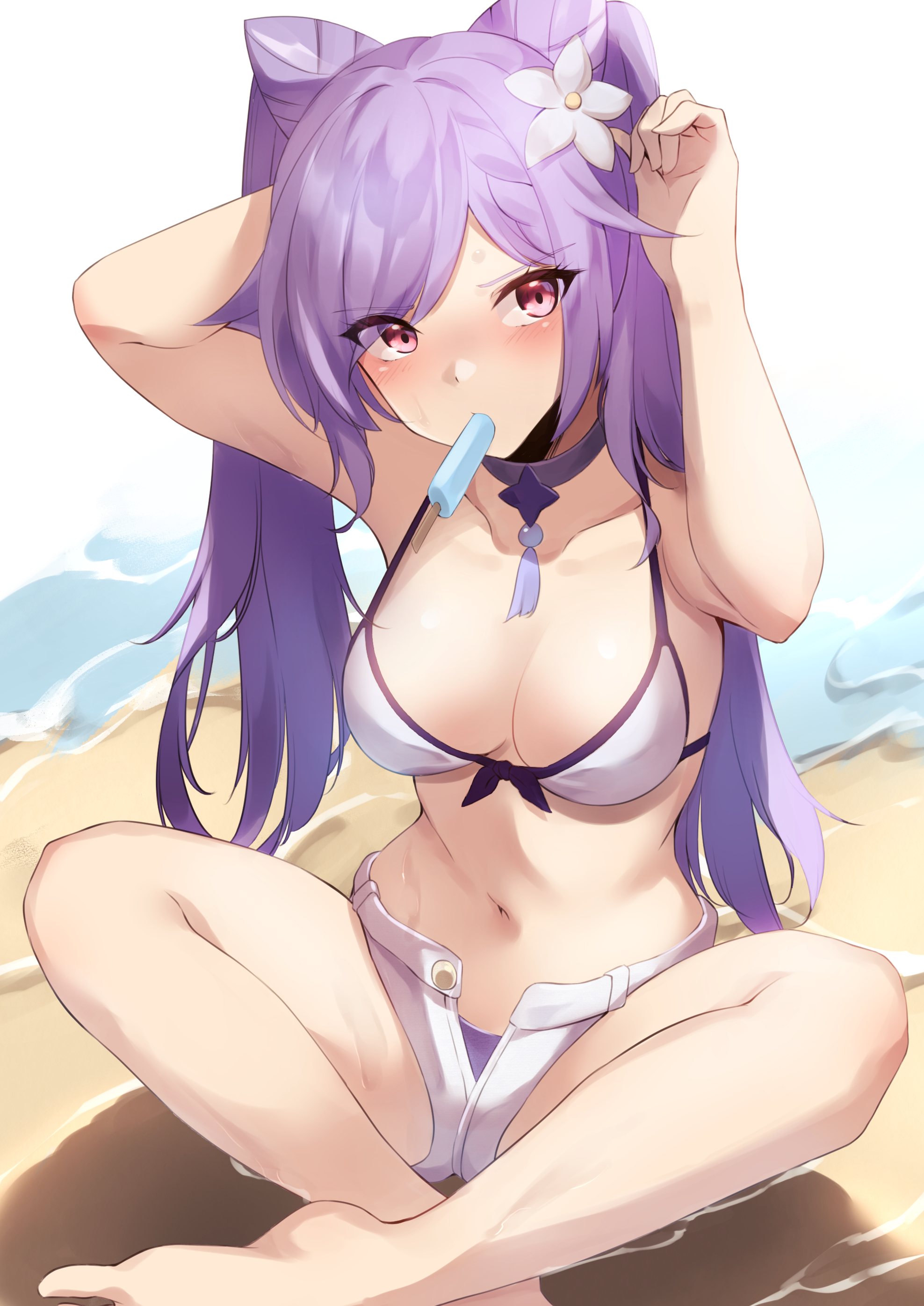 Keqing - NSFW, Anime, Anime art, Genshin impact, Keqing, Swimsuit, Boobs