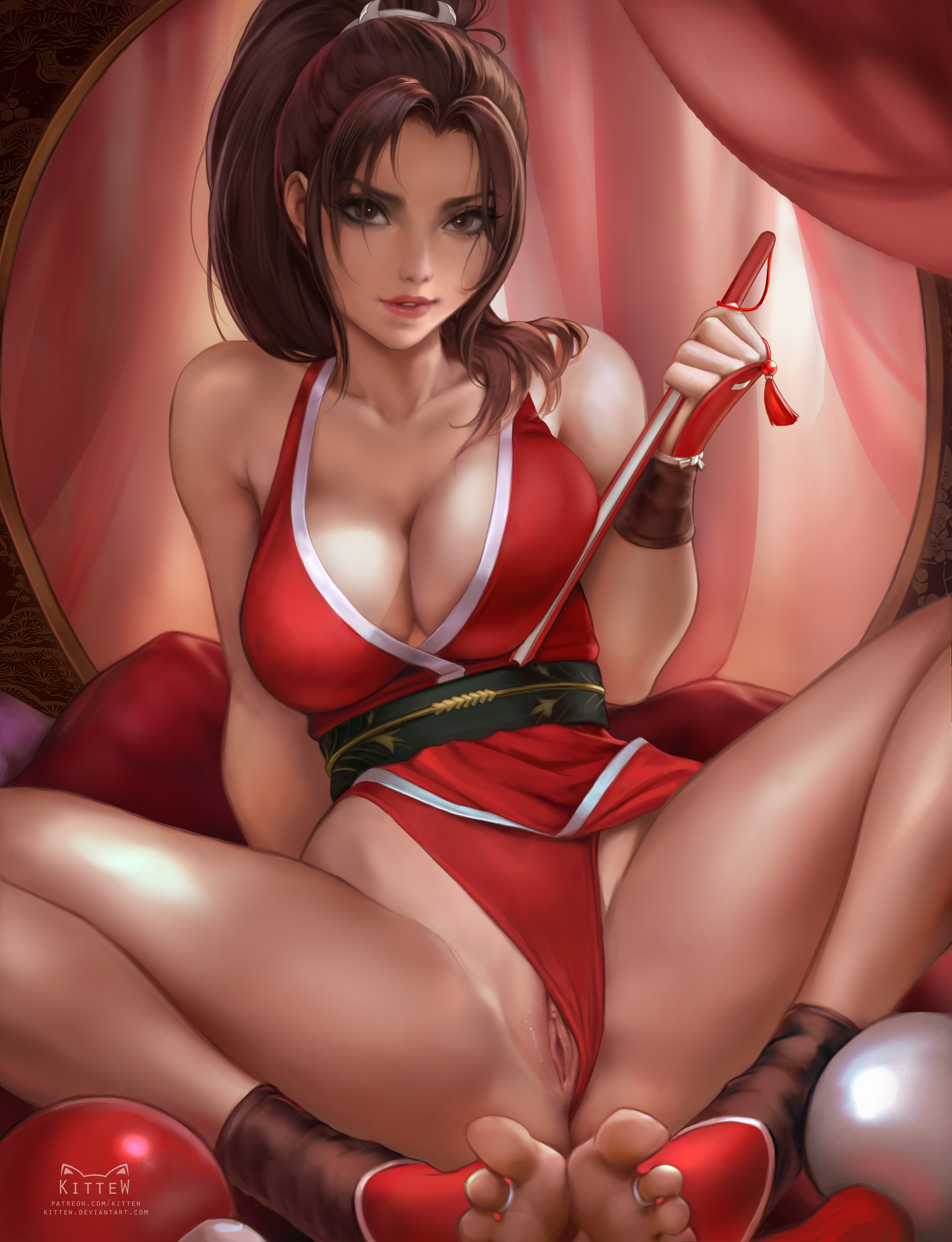 Mai Shiranui - NSFW, Art, Drawing, The king of fighters, Mai Shiranui, Girls, Erotic, Hand-drawn erotica, Game art, , Underwear, Boobs, Labia, Clitoris, Nudity, Pubes, Crotch, Strip, Kittew, Longpost