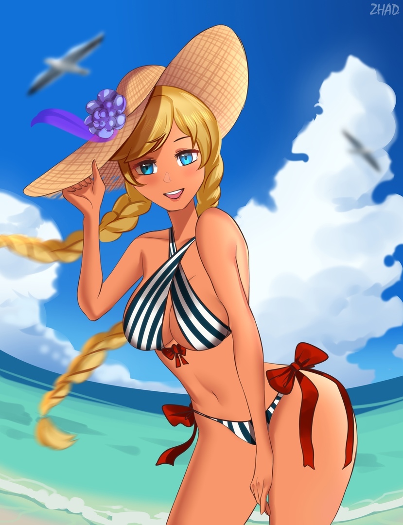 Queen of golden sand!) - Endless summer, Visual novel, Glorifying, Art, Fan art