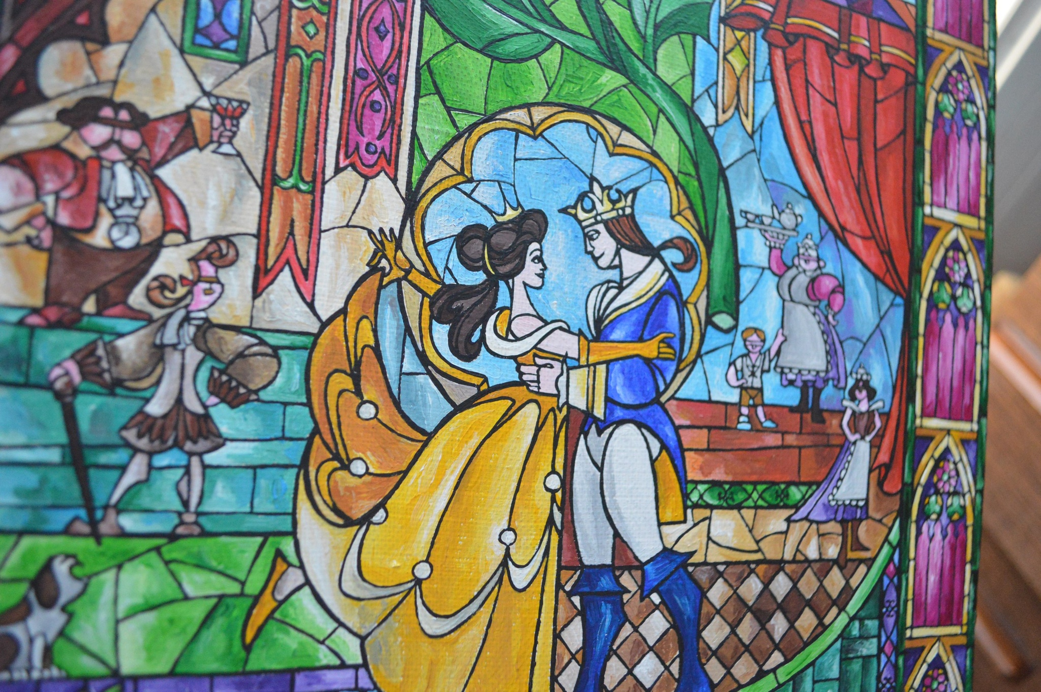 The beauty and the Beast - My, Walt Disney, Cartoons, Childhood, Longpost, Walt disney company, The beauty and the Beast, Painting, Acrylic