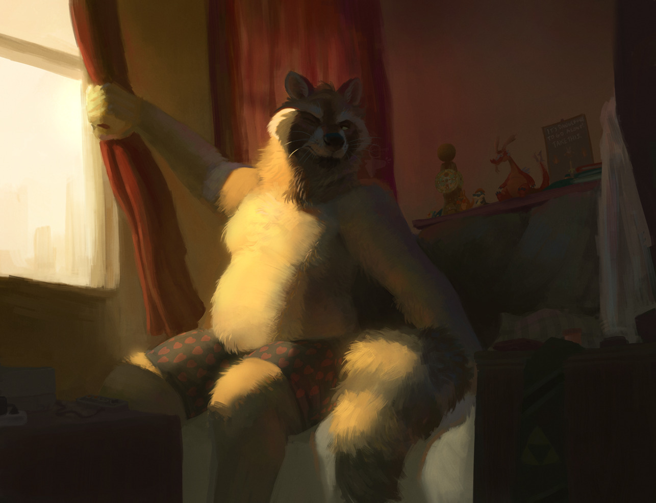 Morning - Furry, Furry art, Furry raccoon, Furry edge, Morning, Puffs, Cariboops