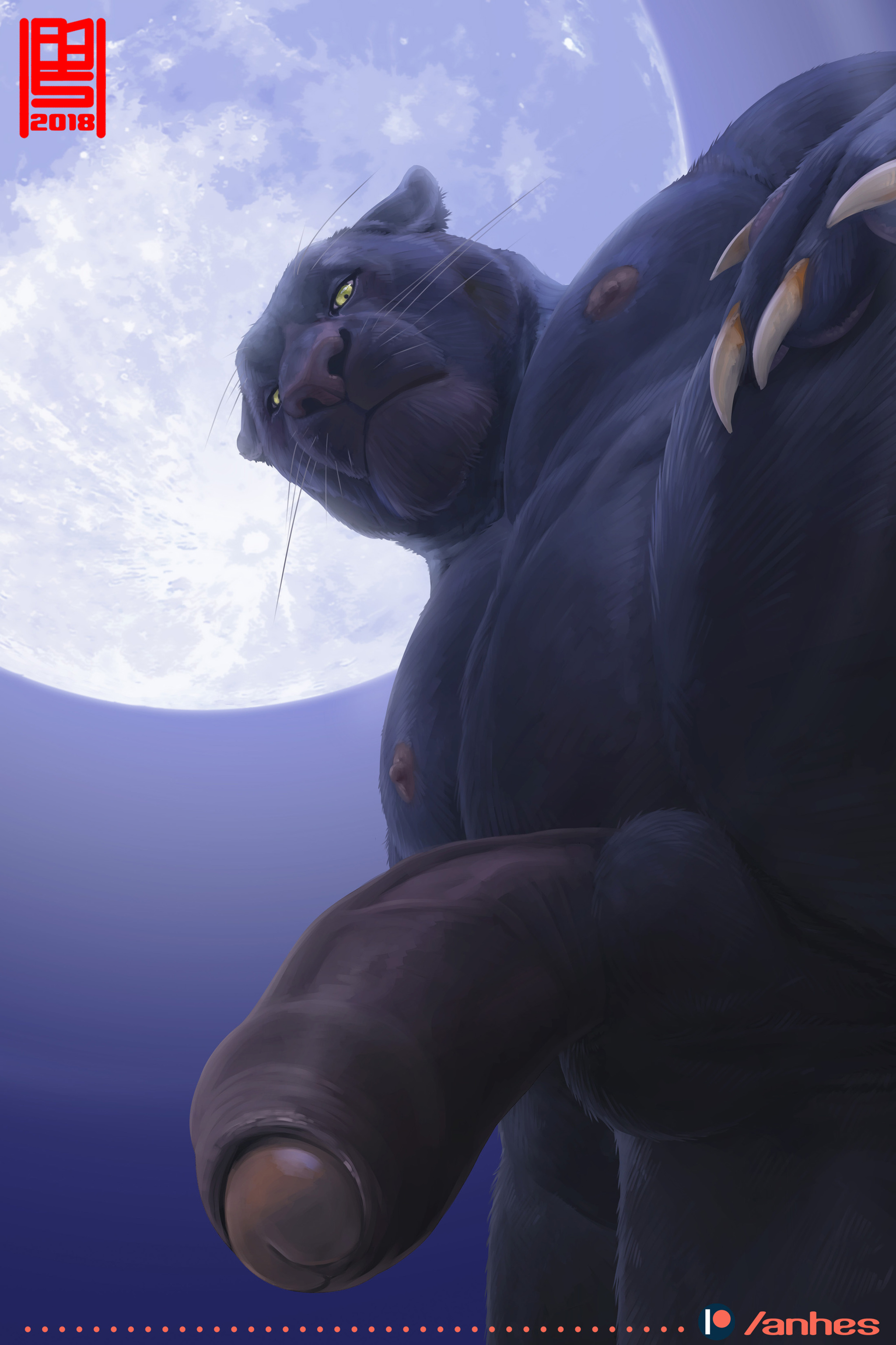 Under the Moonlight - NSFW, Фурри, Furry Art, Furry Feline, Furry Panther, Furotica male, Йифф, Пенис, Длиннопост, Anhes