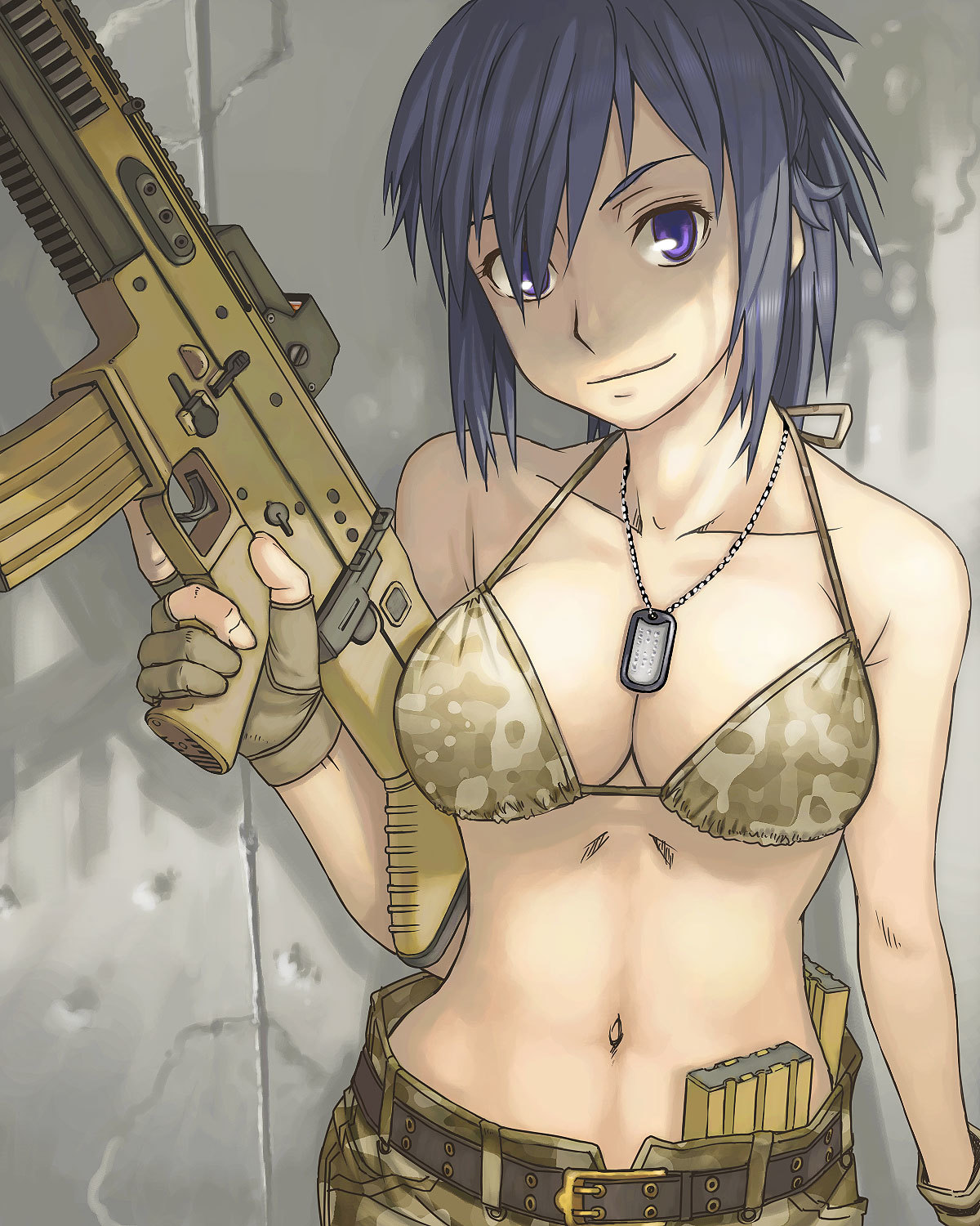 FN SCAR-L - NSFW, Аниме, Anime Original, Anime Art, FN scar, Штурмовая винтовка, Купальник, Бикини, Сиськи, , Армия США