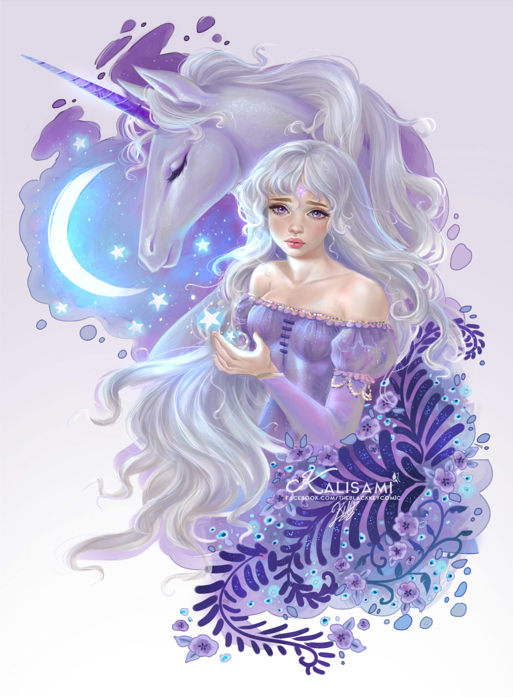 Lady Amalthea - Drawing, Unicorn, The Last unicorn, Amalthea, Girls, Peter Beagle, Kalisami, Art