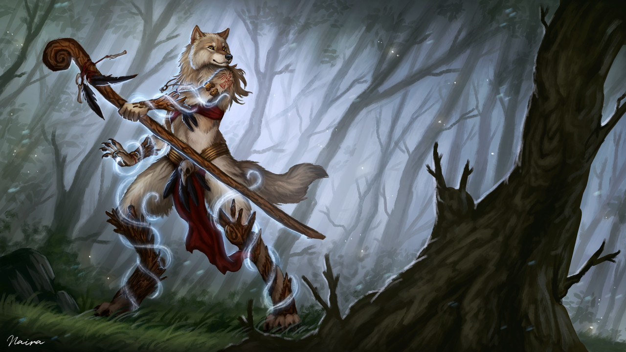 Druid - Furry, Anthro, Art, Furry wolf, Naira