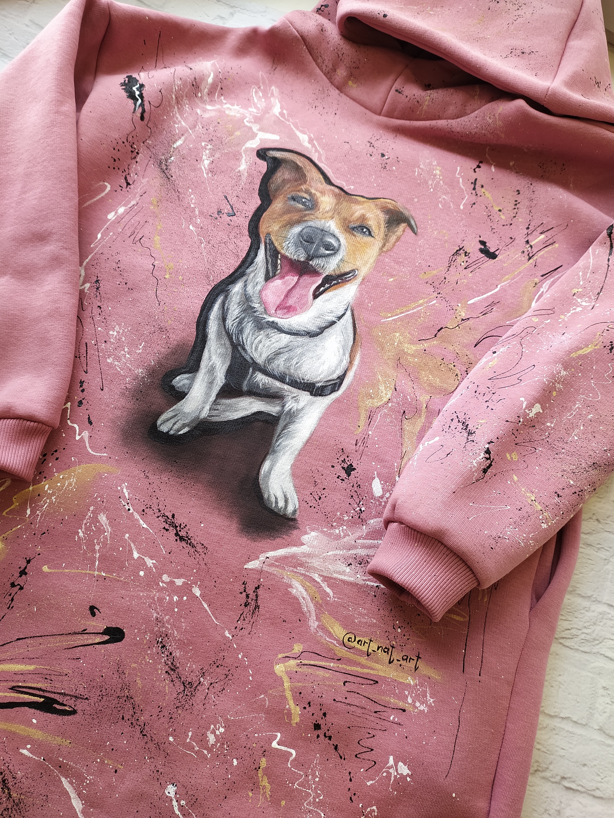 Cute dogs on a hoodie dress) Hand-painted - My, Dog, Dog lovers, Painting on fabric, Handmade, With your own hands, Customization, Longpost, Needlework without process