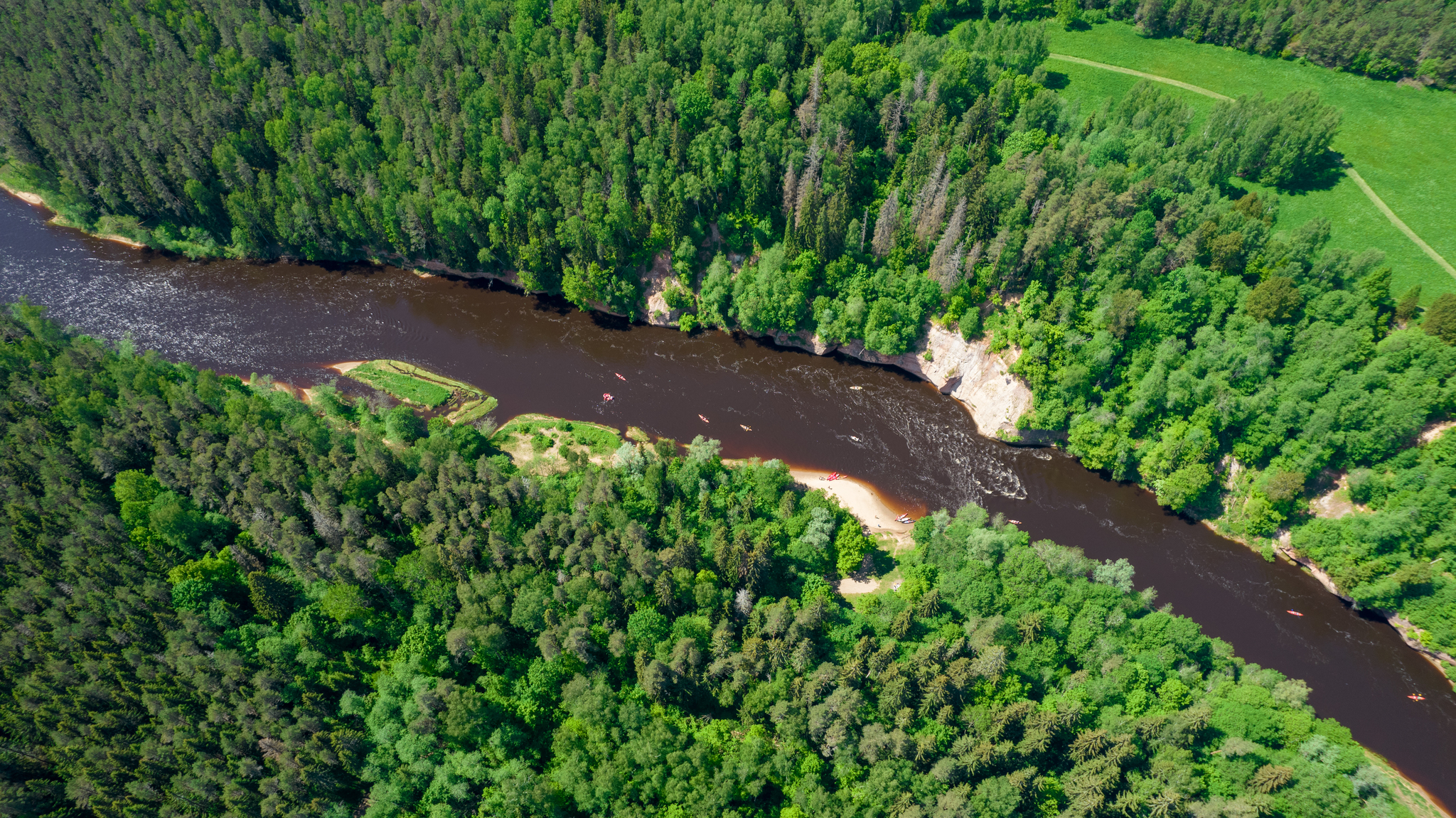 Flight over the river - My, River, Latvia, Nature, Dji