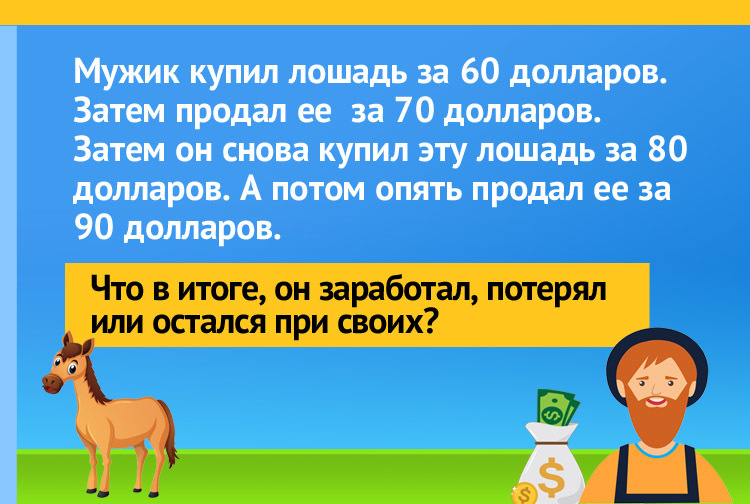 Задачка про лошадь и перекупа - Задача, Головоломка, Инвестиции