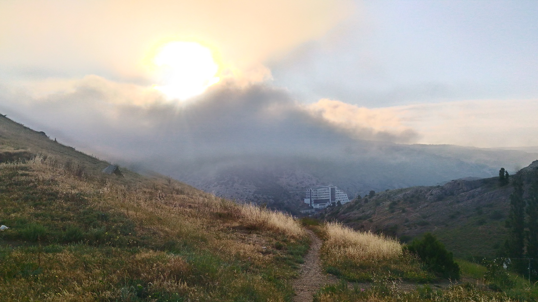 Passed 11 kilometers - My, Balaclava, The mountains, Sea, Fog, Evening, Longpost