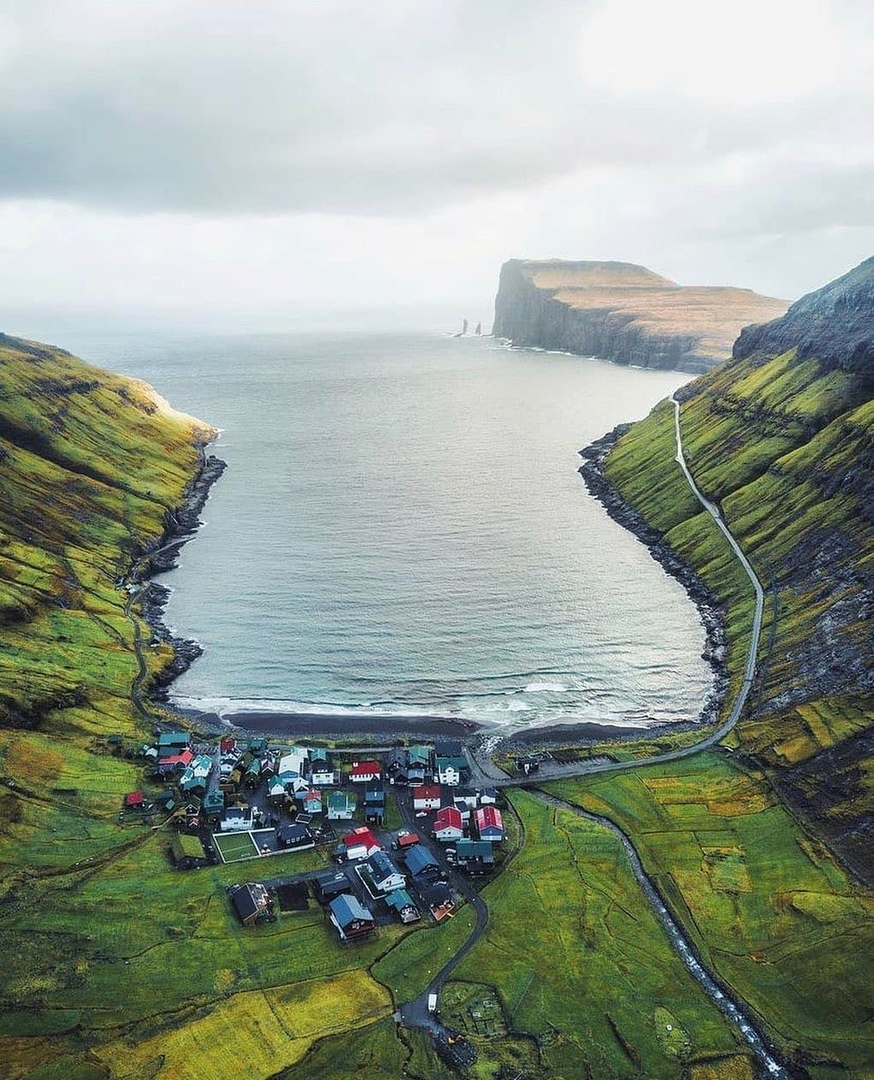 Faroe islands - The photo, Faroe islands, Nature, Europe, Sea, The mountains, The rocks, Landscape, , River, Village