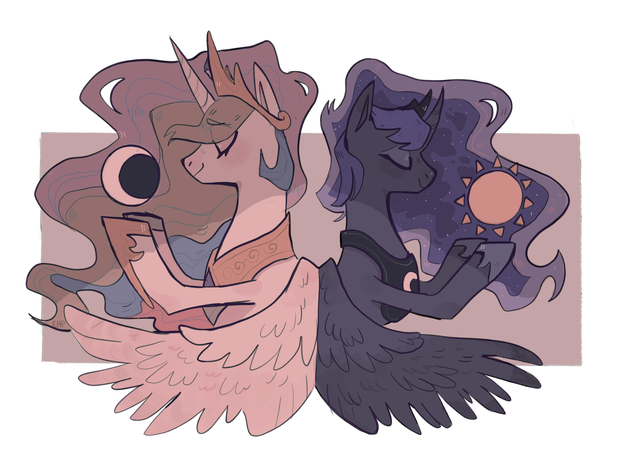 Day and night - My little pony, Princess celestia, Princess luna, Daybreaker, Nightmare moon, 