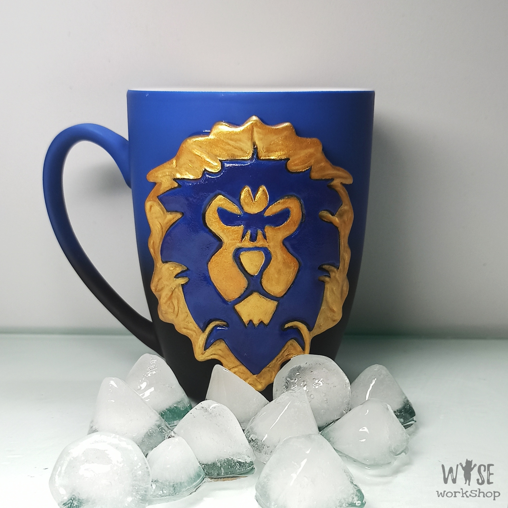 Mug For the Alliance! - My, World of warcraft, Warcraft, Warcraft 3, Game art, Polymer clay, Mug with decor, Alliance, The Alliance, , Needlework without process, Fan art, Longpost