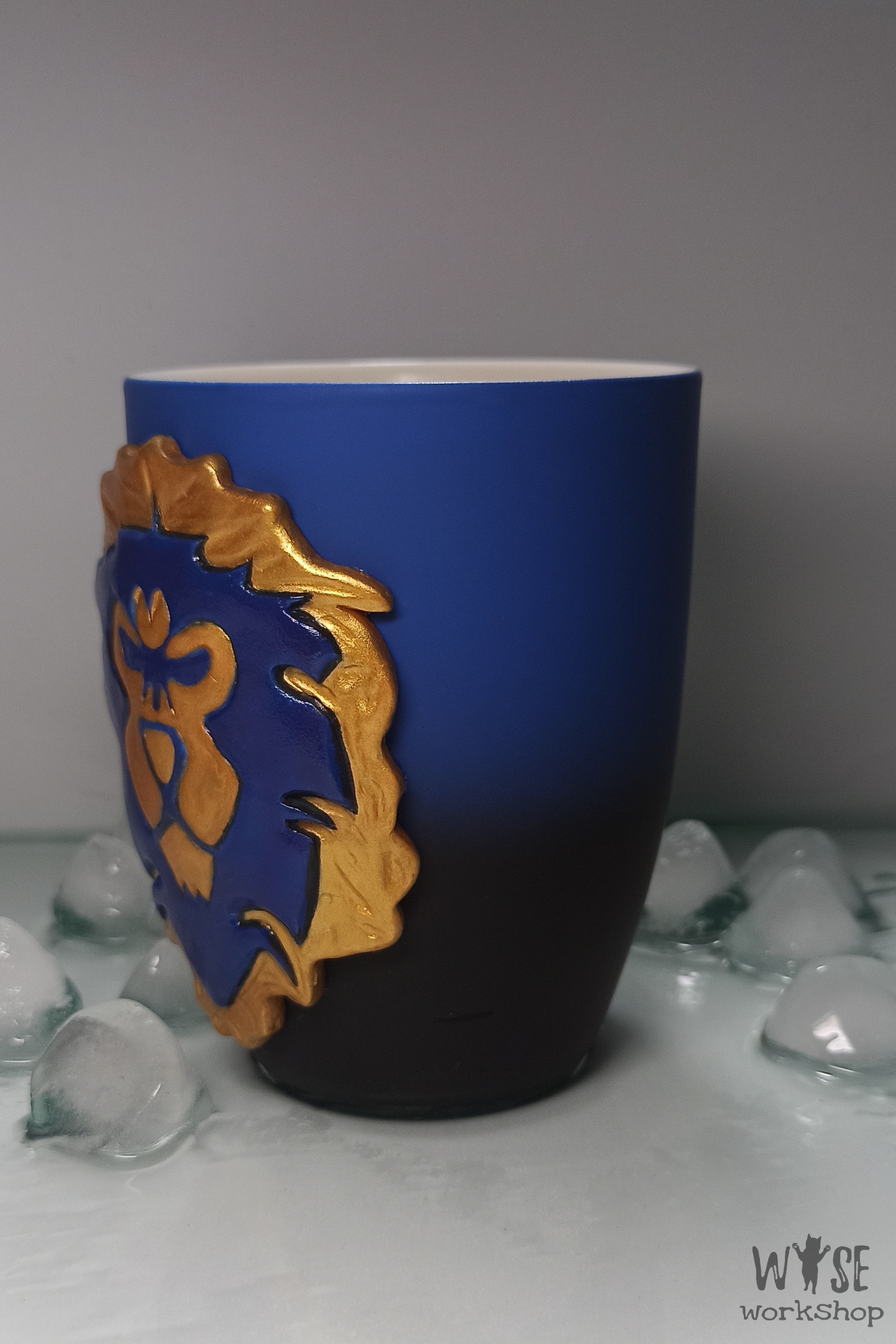 Mug For the Alliance! - My, World of warcraft, Warcraft, Warcraft 3, Game art, Polymer clay, Mug with decor, Alliance, The Alliance, , Needlework without process, Fan art, Longpost