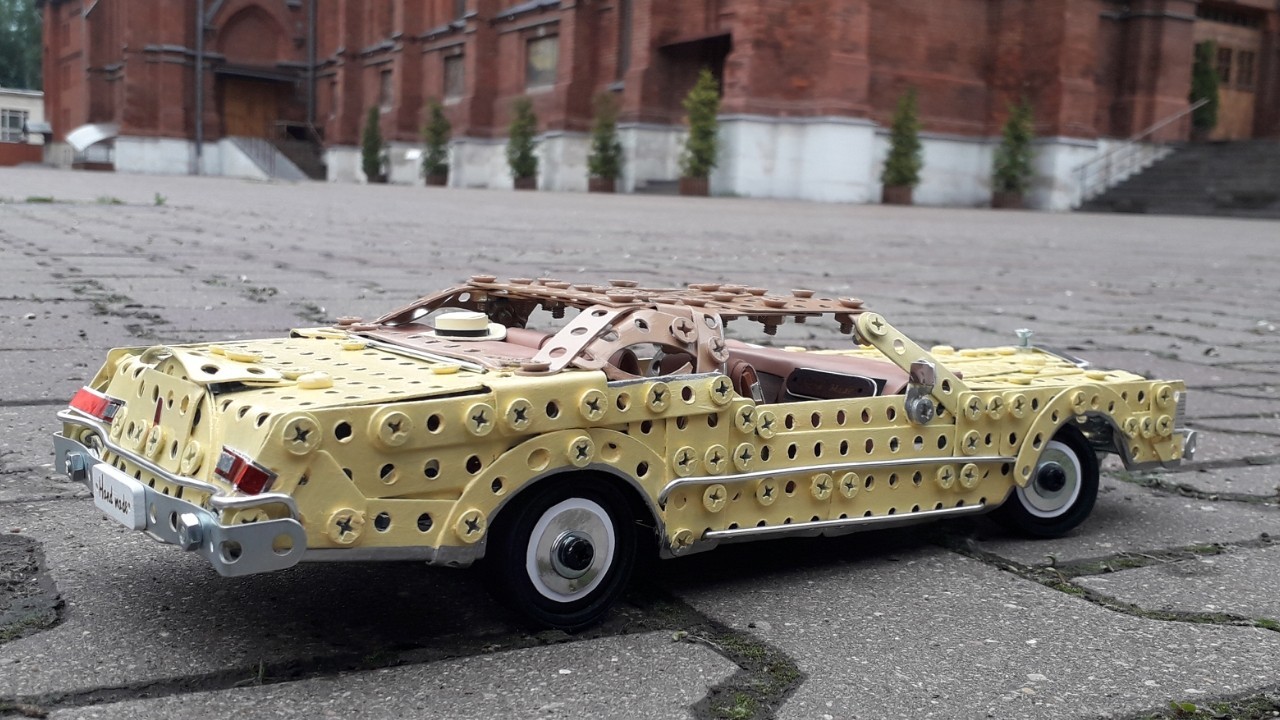 1974 Lincoln Continental made of metal constructor, wire, rubber, leather and cardboard - My, Retro car, Constructor, Modeling, Homemade, The cathedral, Retro, Auto, Longpost