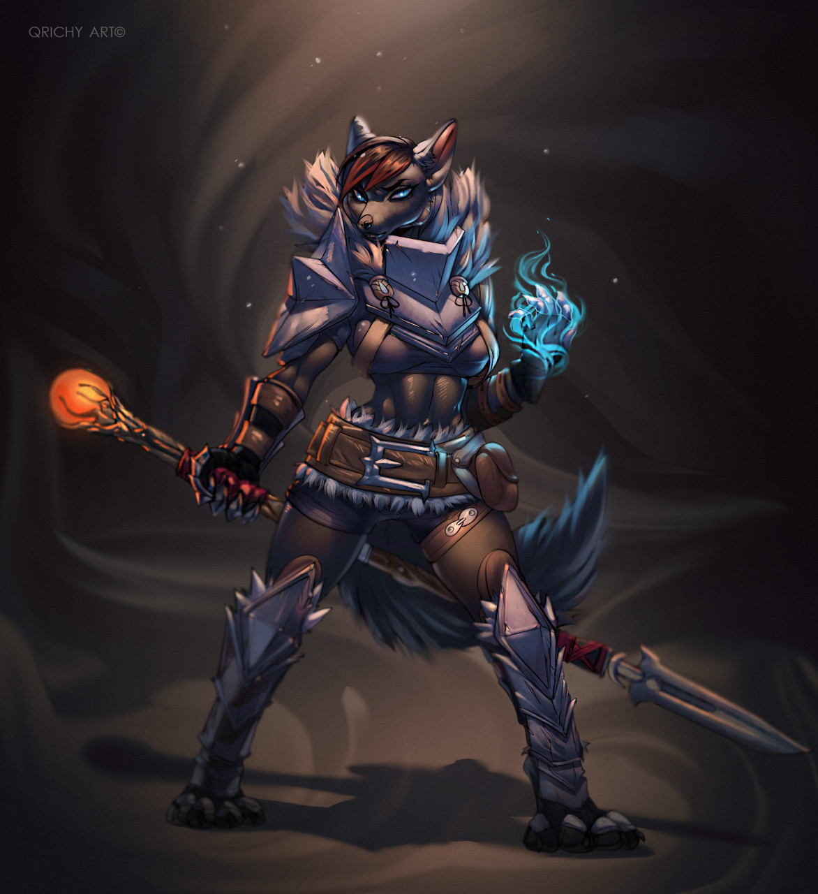 Warrior - Furry, Anthro, Art, Furry wolf, Qrichy