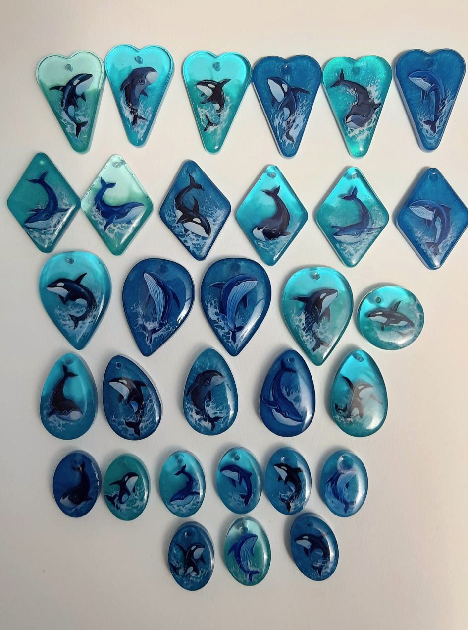 50 shades of blue - My, Epoxy resin, Polymer clay, Handmade, Needlework without process, With your own hands, Whale, Longpost