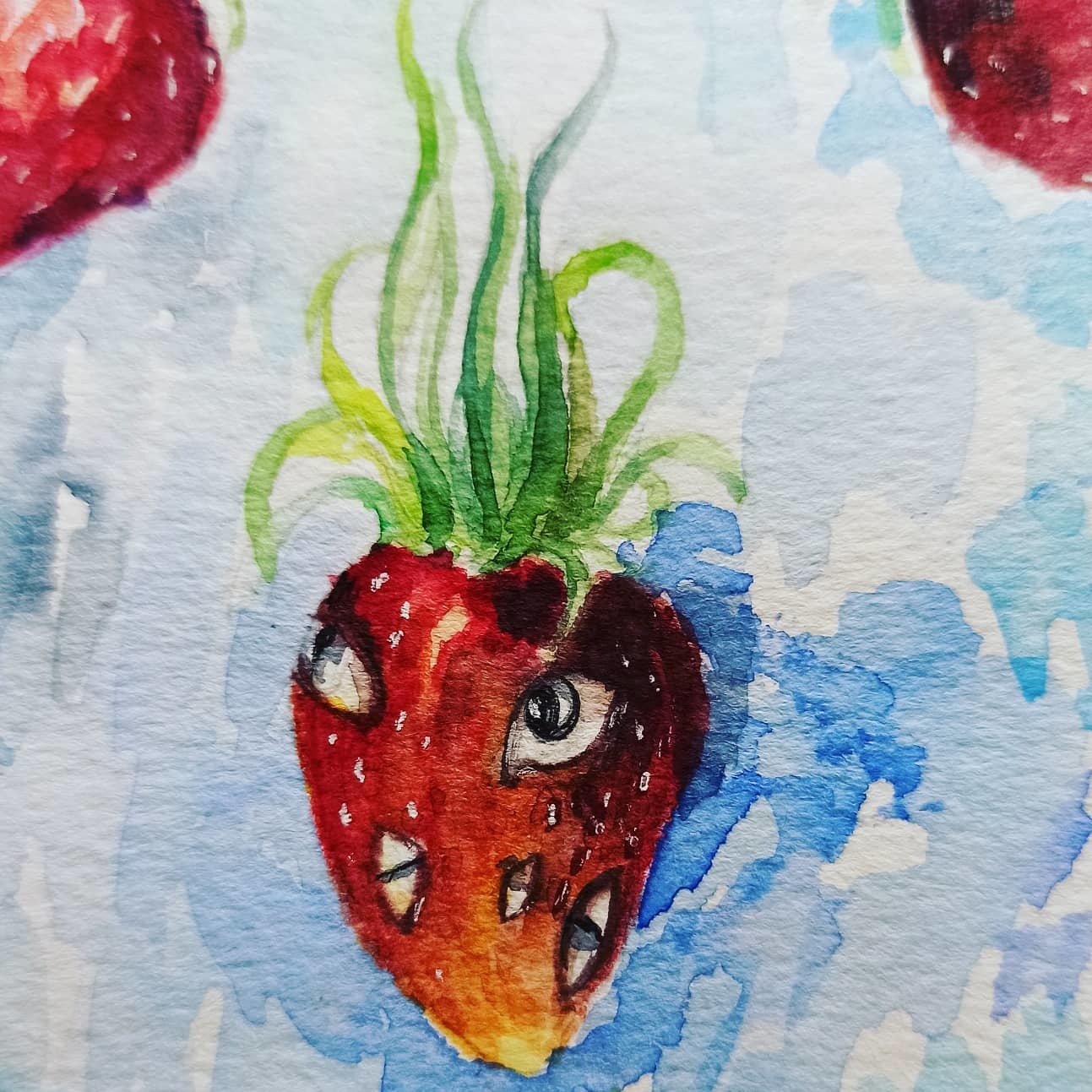 Strawberry) - My, Watercolor, Drawing, Longpost