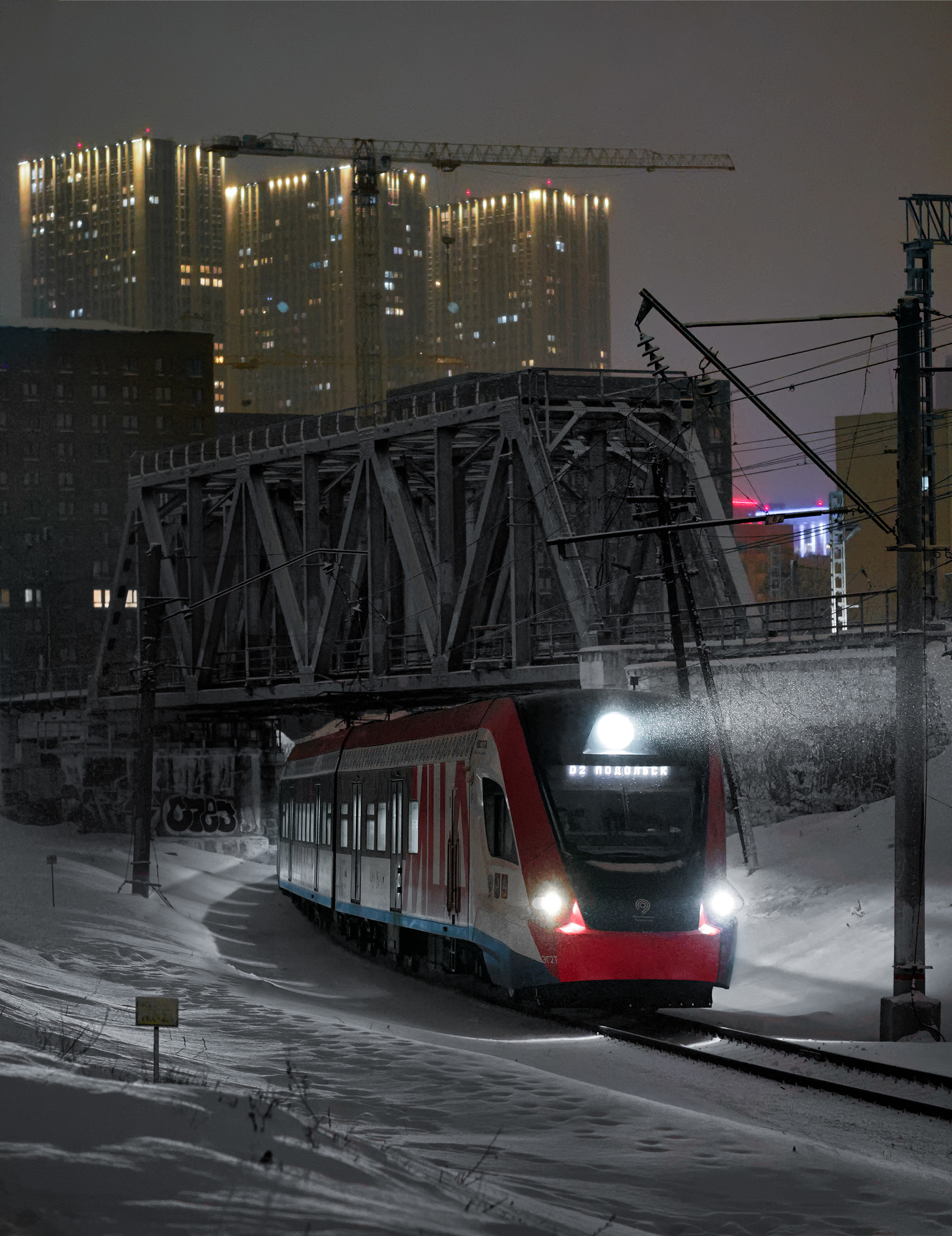 Night train - My, Night, Train, Moscow, Railway, Snow