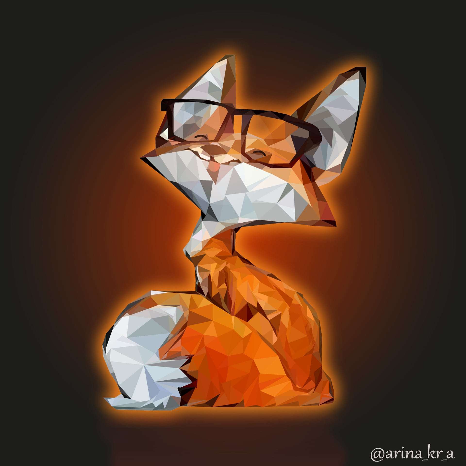 • fox in low poly style, using adobe illustrator - My, Illustrator, Graphic design, Illustrations