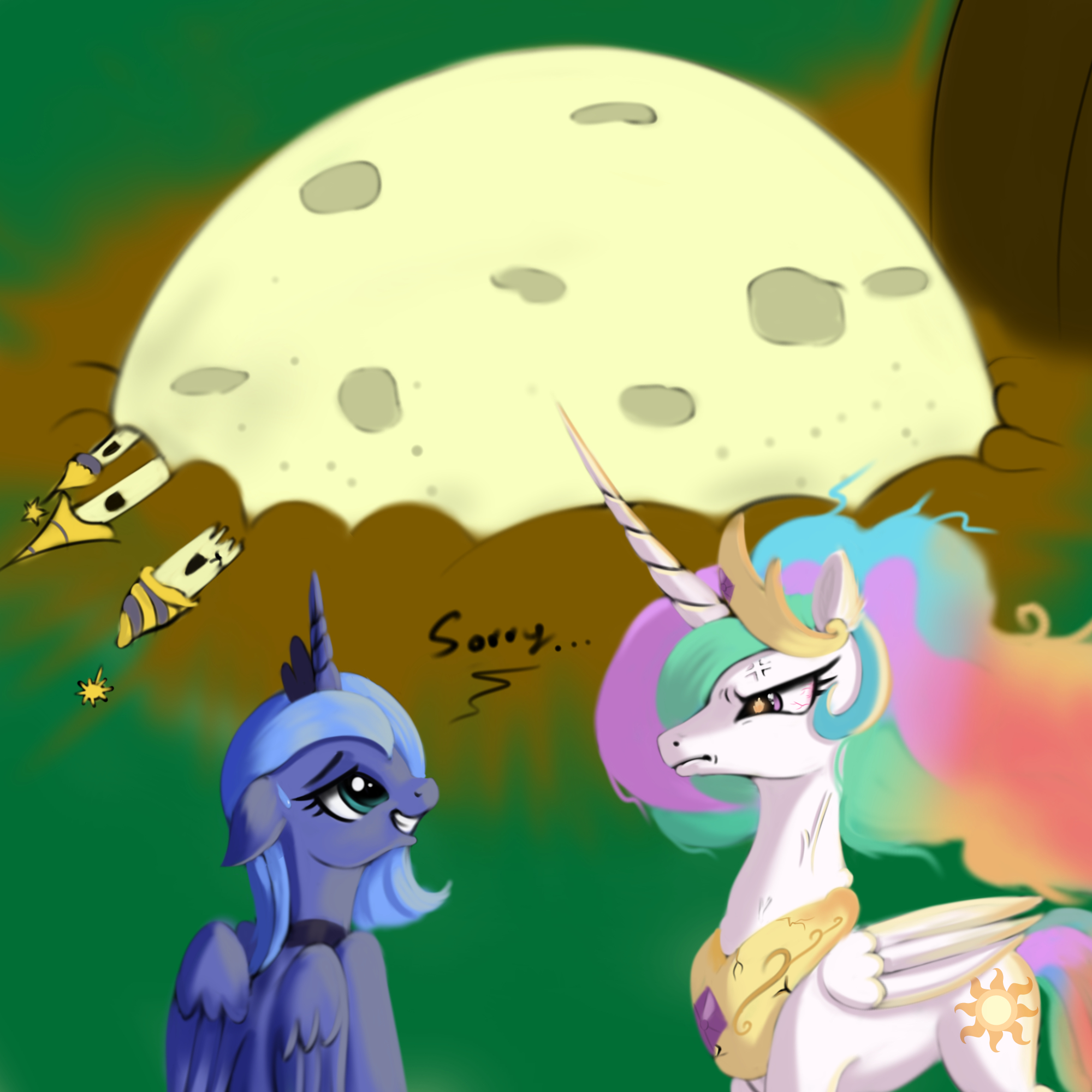 It turned out awkward ... - My little pony, Princess luna, Princess celestia, PonyArt