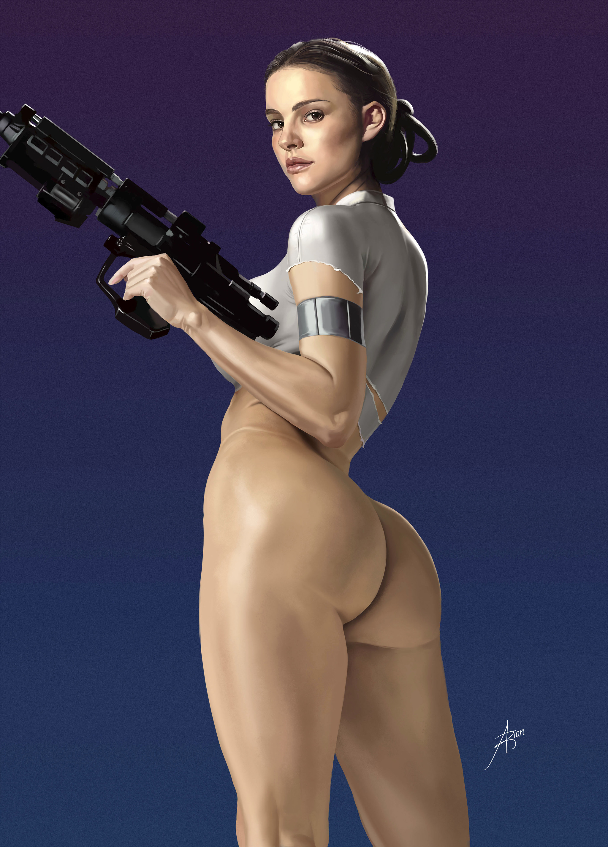 Padme Amidala (дополнение) - NSFW, Арт, Рисунок, Star Wars, Падме Амидала, Натали Портман, Девушки, Эротика, Рисованная эротика, , Попа, Без белья, Вид снизу, Arion69