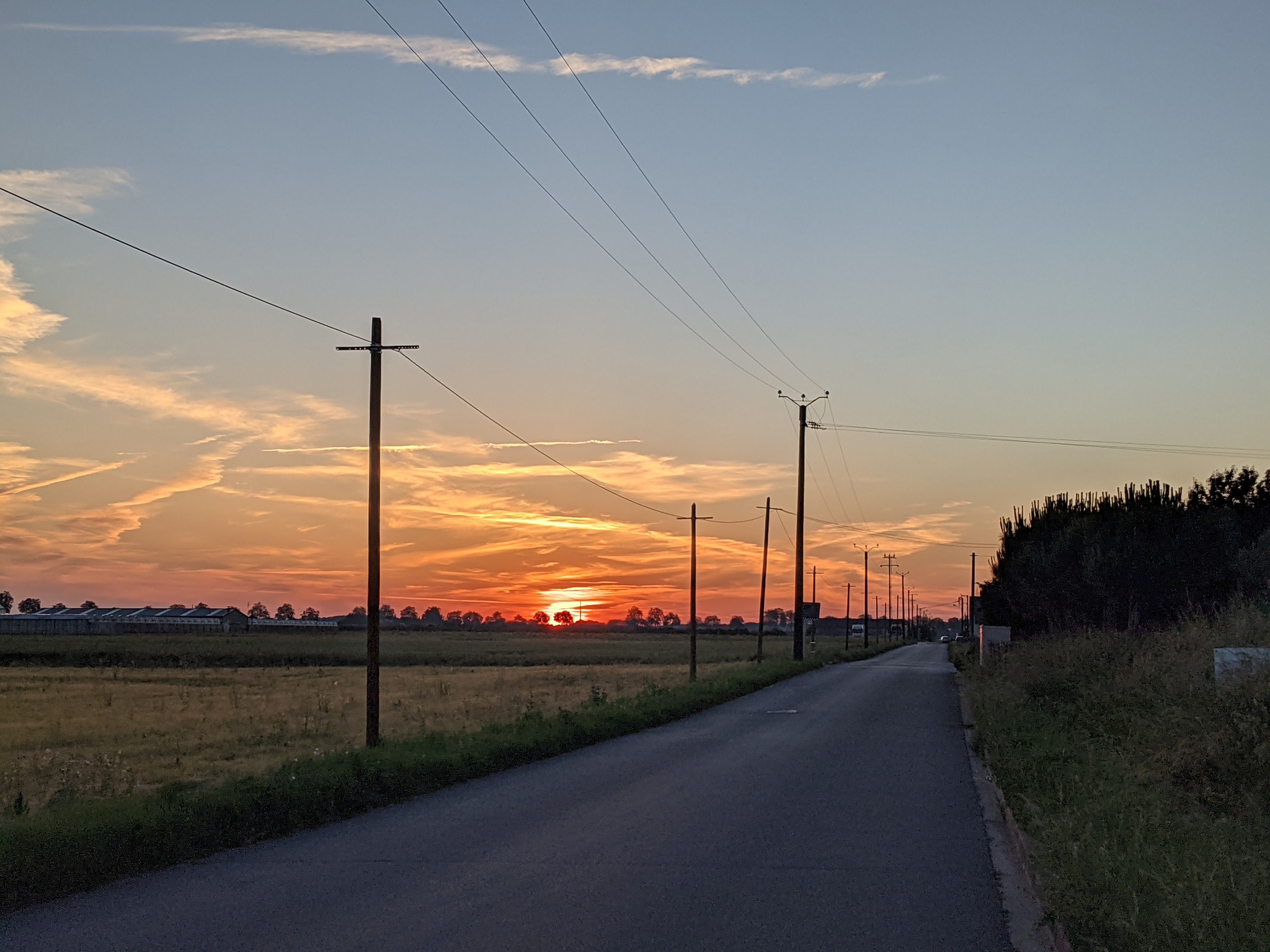 At dawn - My, Zarya, dawn, Morning, The photo, Mobile photography, Poppy, Road, Sky, , Sunrise, Field, Plants, beauty of nature, France, Orleans, Longpost