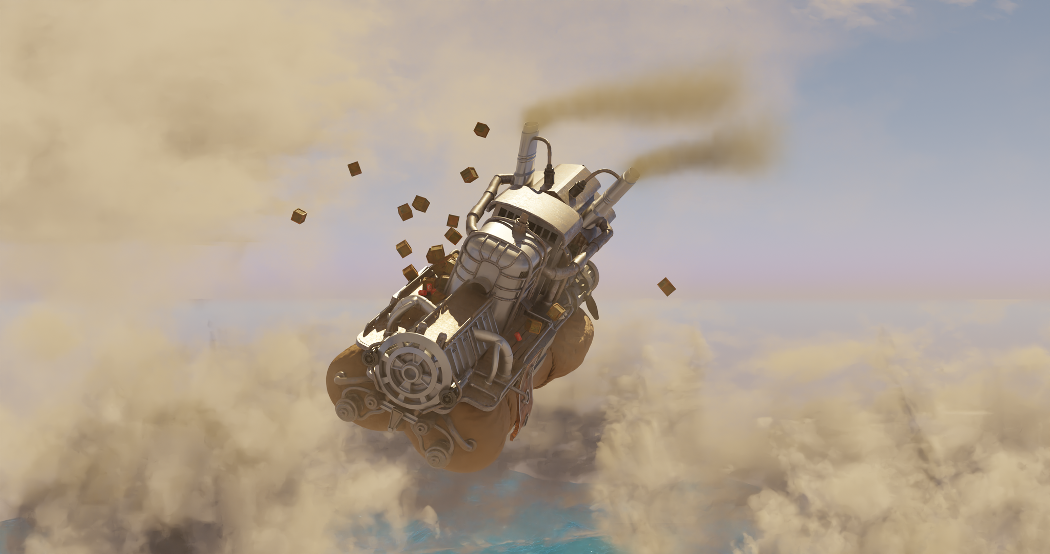 Airship - My, 3D, 3D modeling, Render, Blender, Steampunk, Aircraft, Cycles, Computer graphics, , Cgimedia