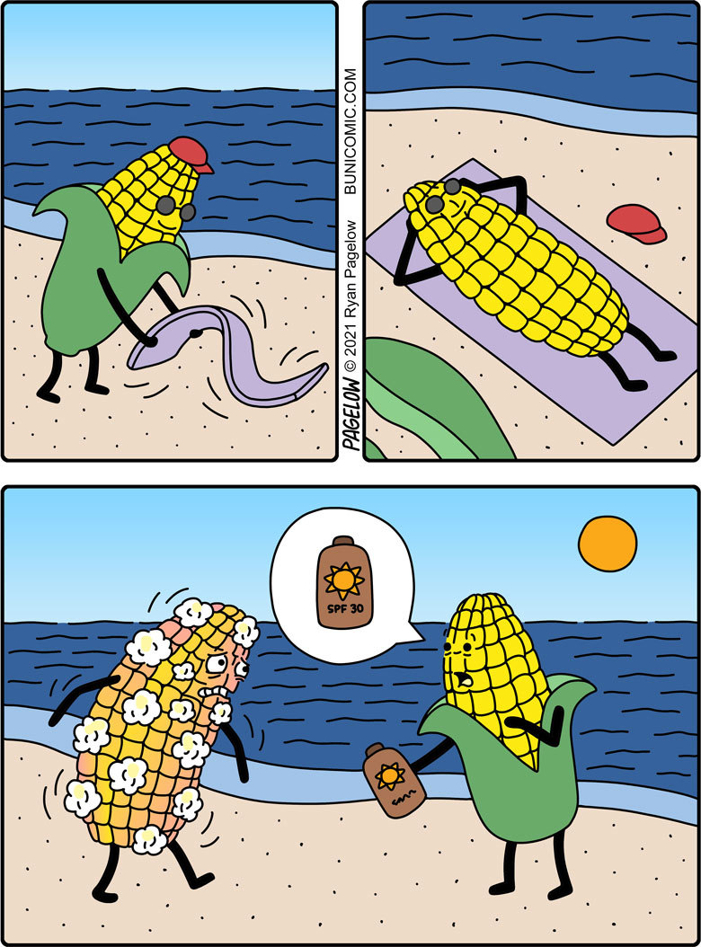 Use sunscreen - Buni, Pagelow, Corn, Popcorn, Overheat, Comics