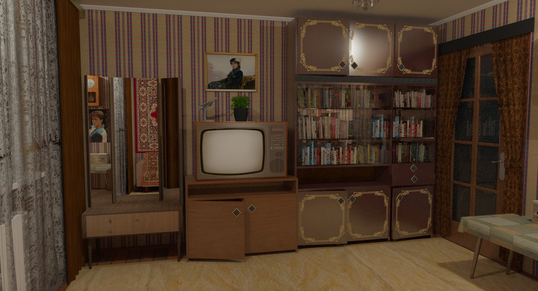 post-soviet nostalgia - My, 90th, Childhood of the 90s, 3D modeling, Nostalgia, Longpost, Interior