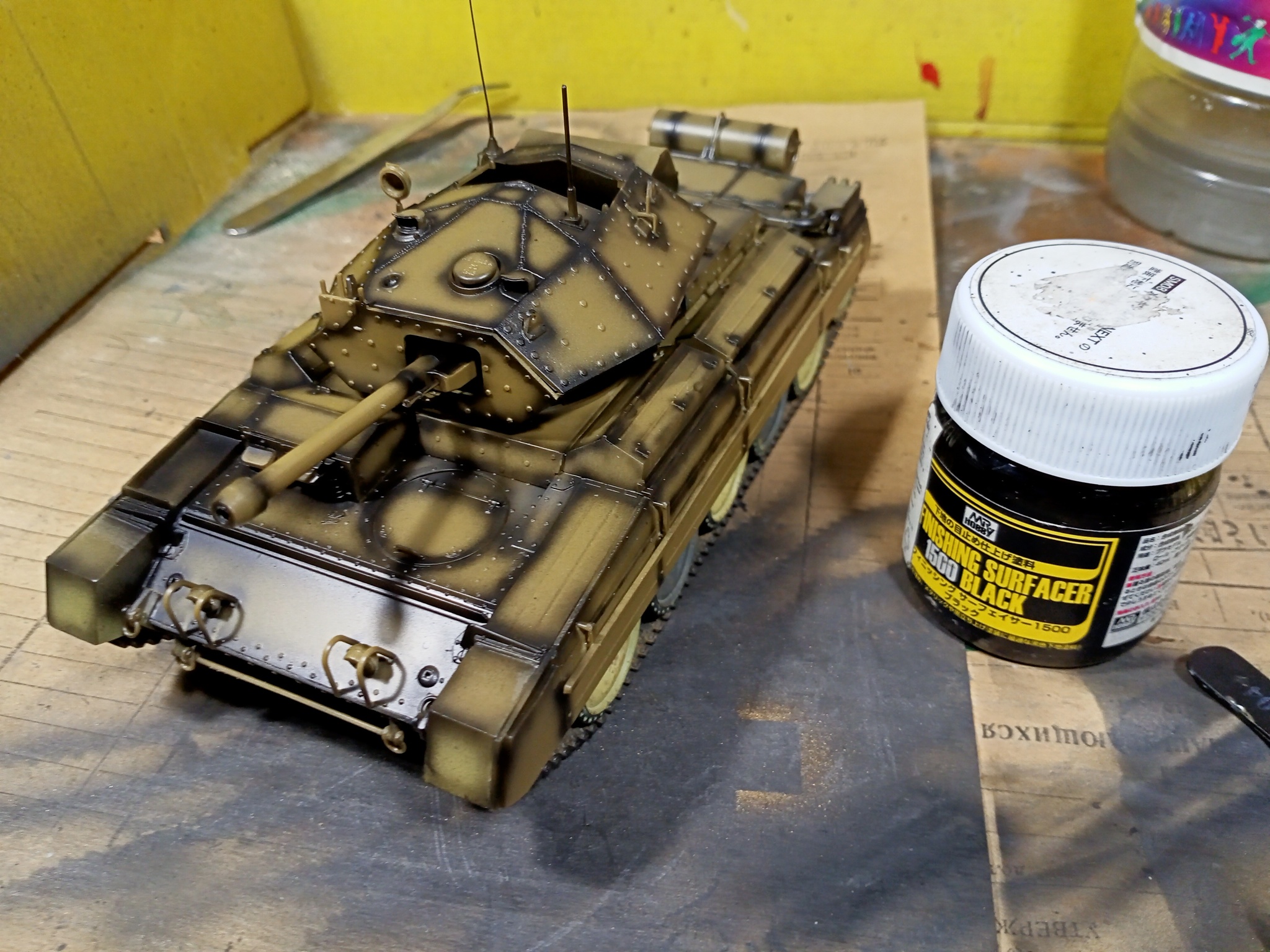 Crusader III with mini diorama (1/35 Italeri). - My, Modeling, Stand modeling, Prefabricated model, Assembly, Hobby, Diorama, Miniature, Painting, , With your own hands, Needlework with process, Airbrushing, Tanks, World of tanks, Desert, Longpost