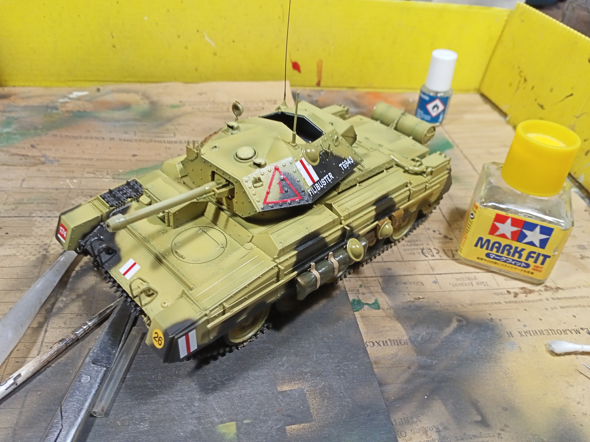 Crusader III with mini diorama (1/35 Italeri). - My, Modeling, Stand modeling, Prefabricated model, Assembly, Hobby, Diorama, Miniature, Painting, , With your own hands, Needlework with process, Airbrushing, Tanks, World of tanks, Desert, Longpost